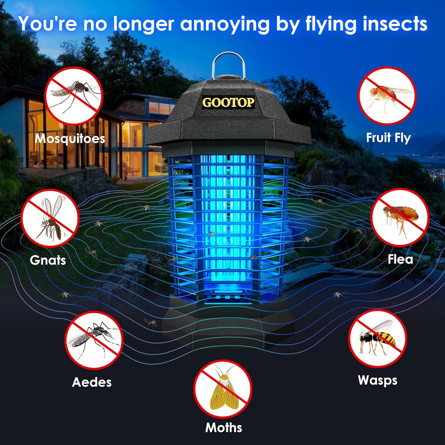 GOOTOP Bug Zapper Outdoor, Mosquito Zapper, 3 Prong Plug in Electric Fly Zapper,...