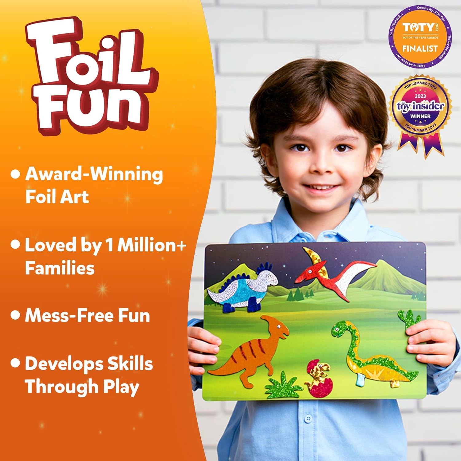 Skillmatics Foil Fun - Dinosaurs, No Mess Art for Kids, Craft Kits & Supplies, D...