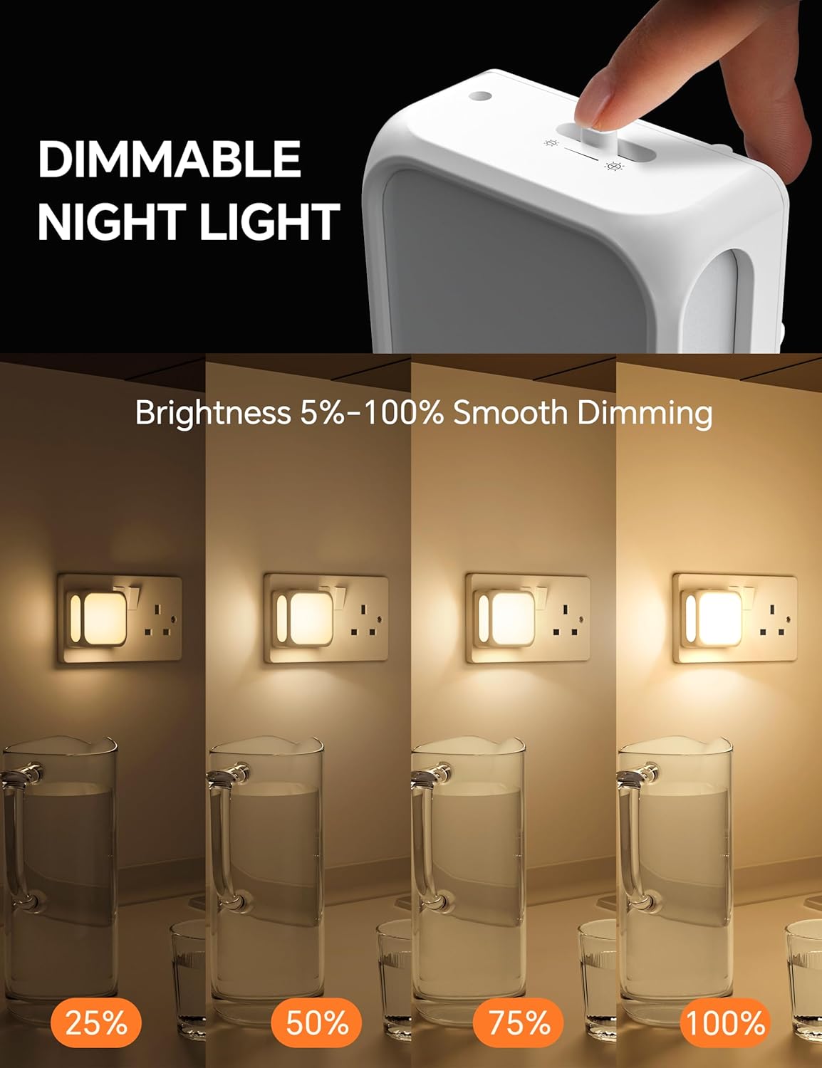 Night Light Plug in Wall, with Dusk to Dawn Photocell Sensor, 3000K Warm White,...