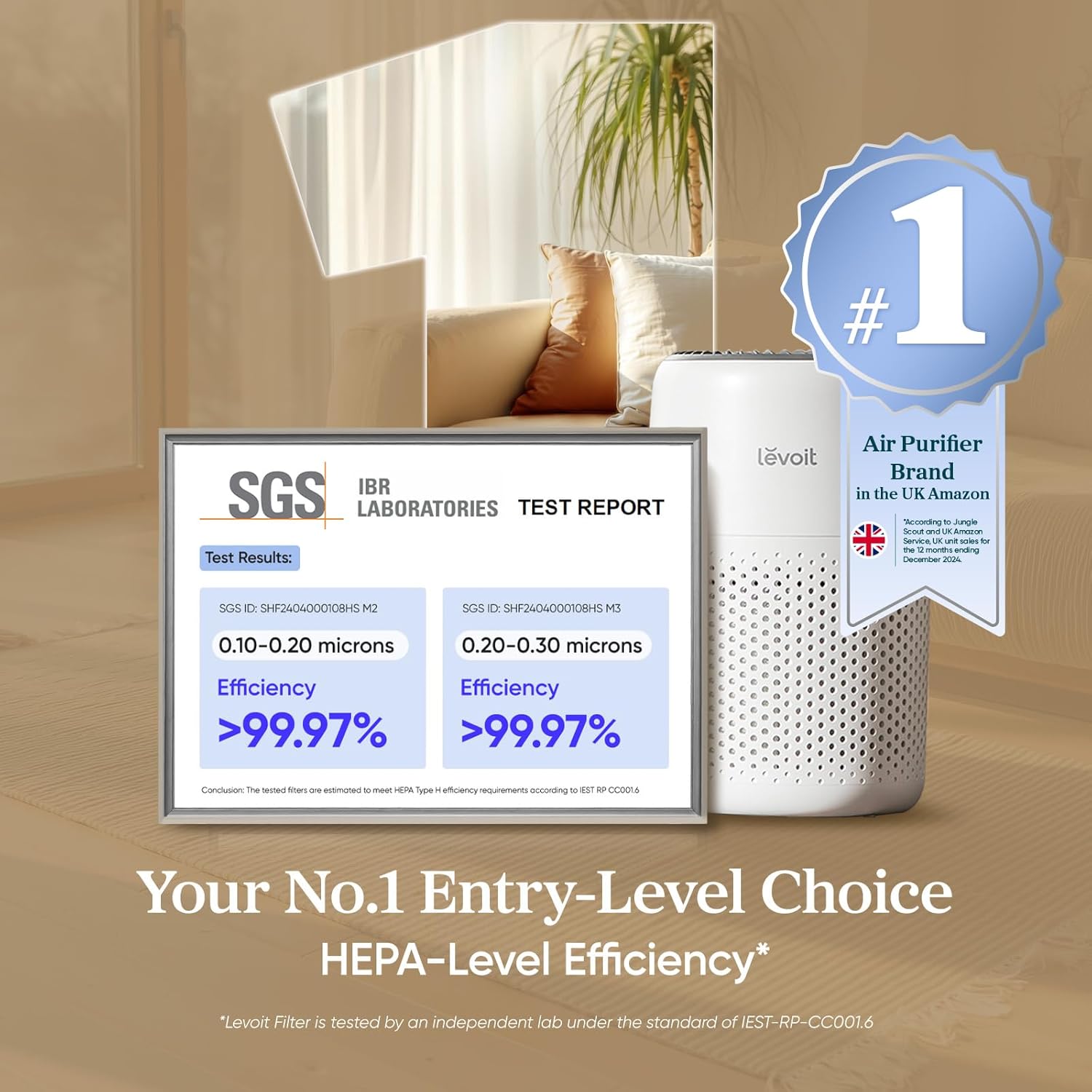 LEVOIT Air Purifier for Bedroom Home, Quiet HEPA Filter Cleaner with Fragrance S...