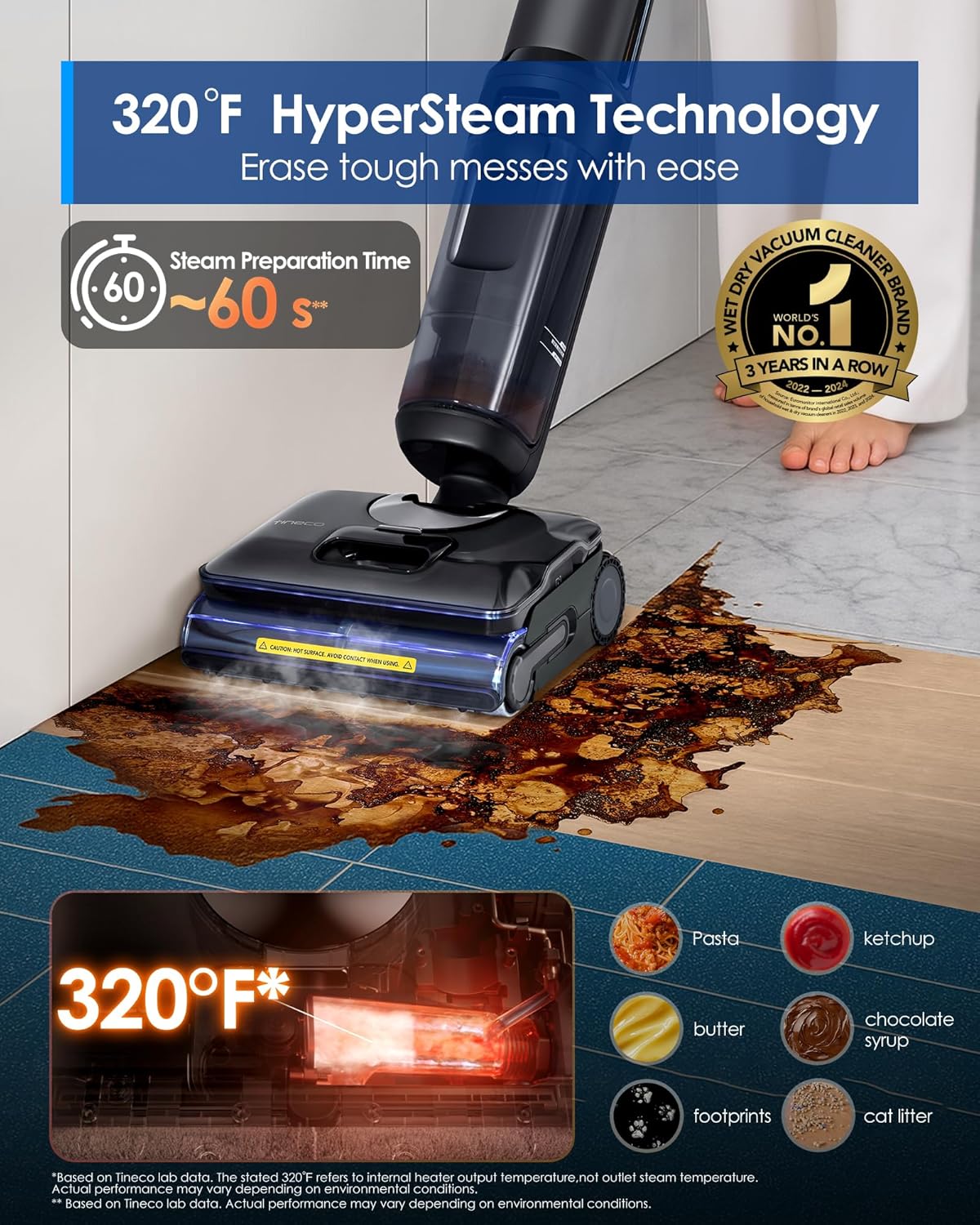 Tineco Floor One S7 Stretch Steam Cordless Wet Dry Vacuum Steam Mop All-in-One,...