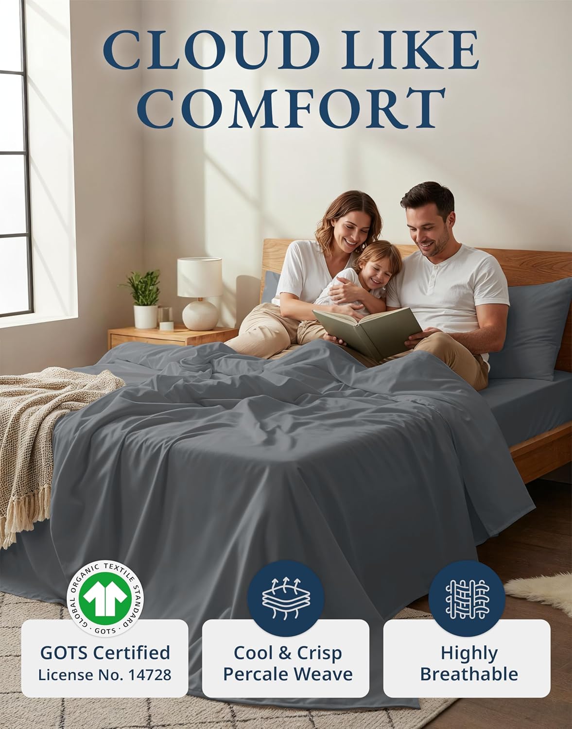 LANE LINEN Organic Cotton Sheets, High-Quality Full Size Bedding Set, Special Ho...