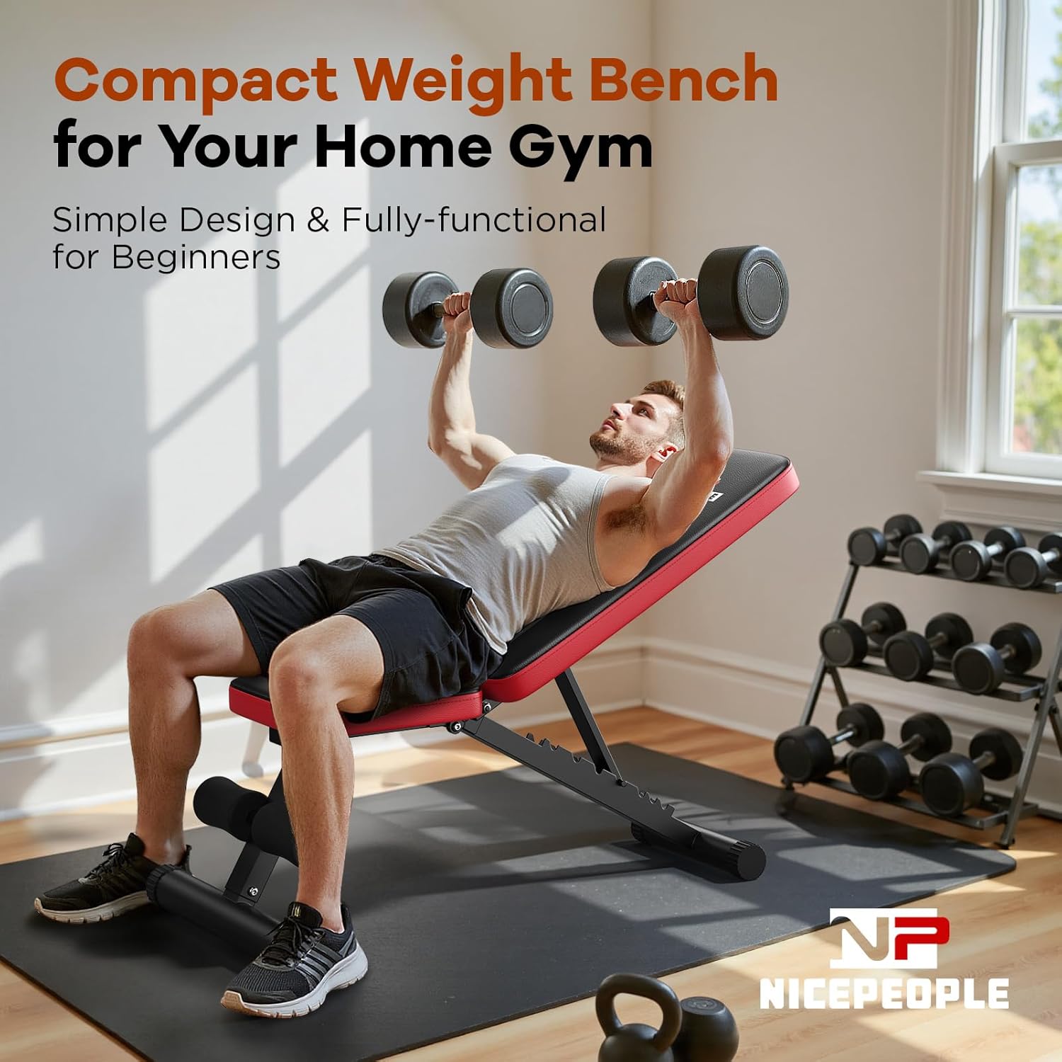 NICEPEOPLE Adjustable Weight Bench for Home Gym, 660LBS Capacity Workout Bench w...