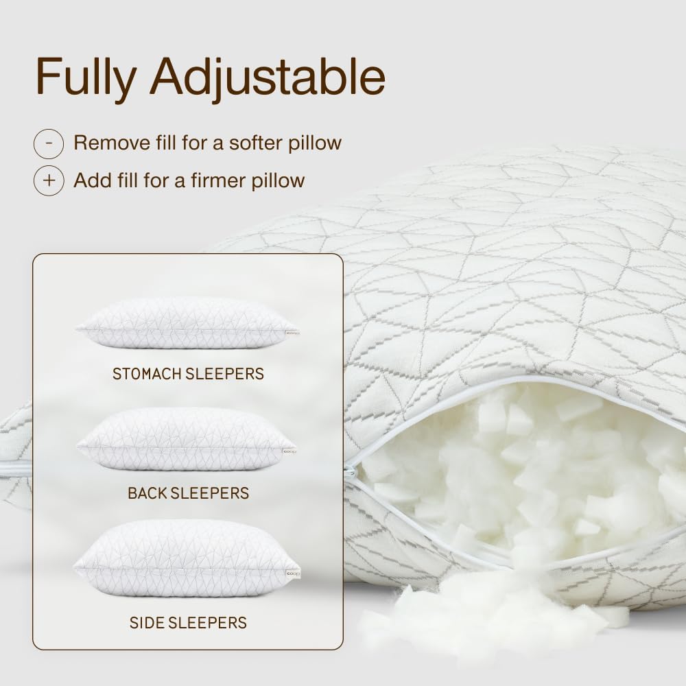 Coop Home Goods Original Adjustable Pillow, Queen Size Bed Pillows for Sleeping,...