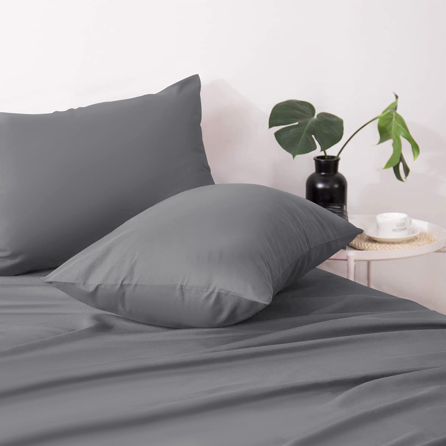 Moonlight Bedding Pillow Cases 2 Pack – Grey Pillowcases Envelope Closure Super...