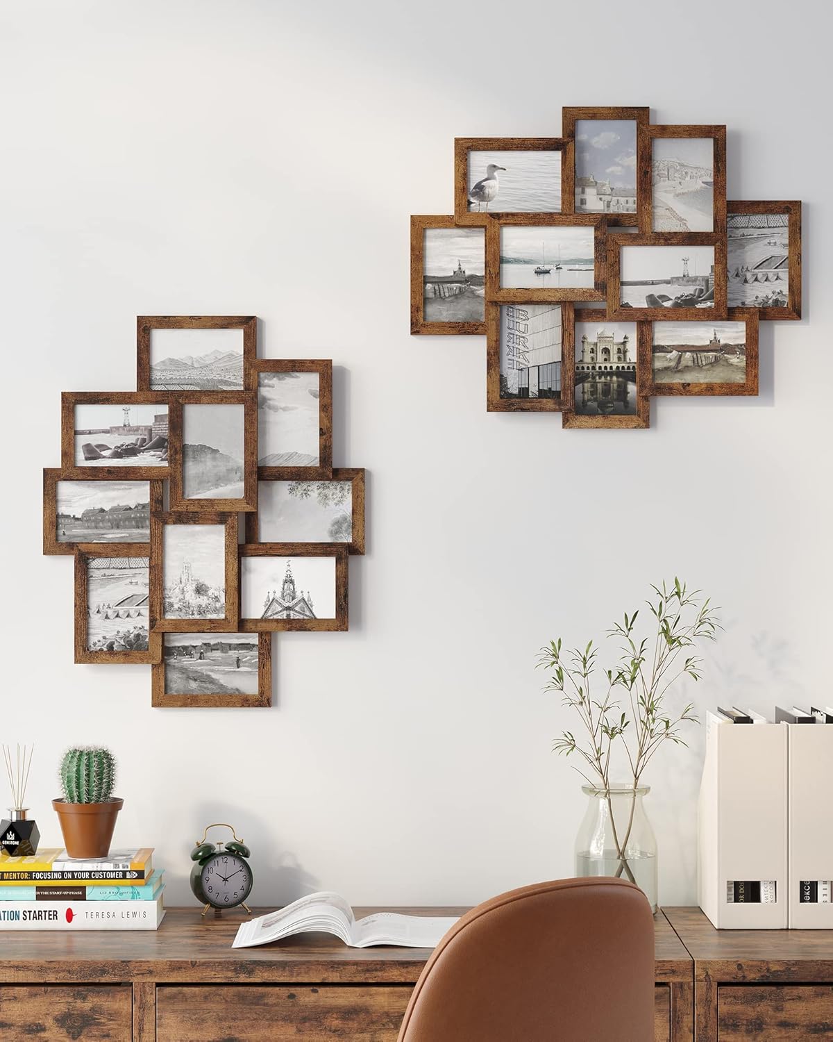 SONGMICS Collage Picture Frame, 10 Frames for 4x6 Photos, Multi Wall Decor, Rust...