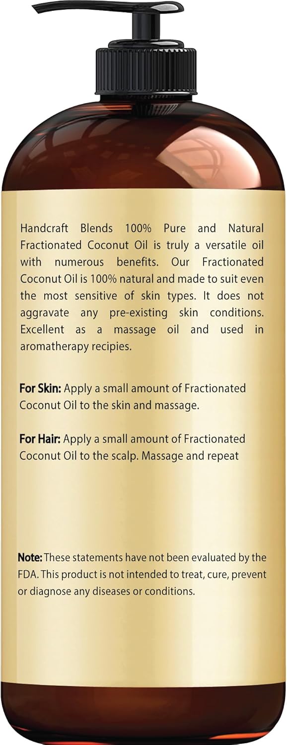 Handcraft Blends Fractionated Coconut Oil - 473 ml - 100% Pure and Natural - Pre...