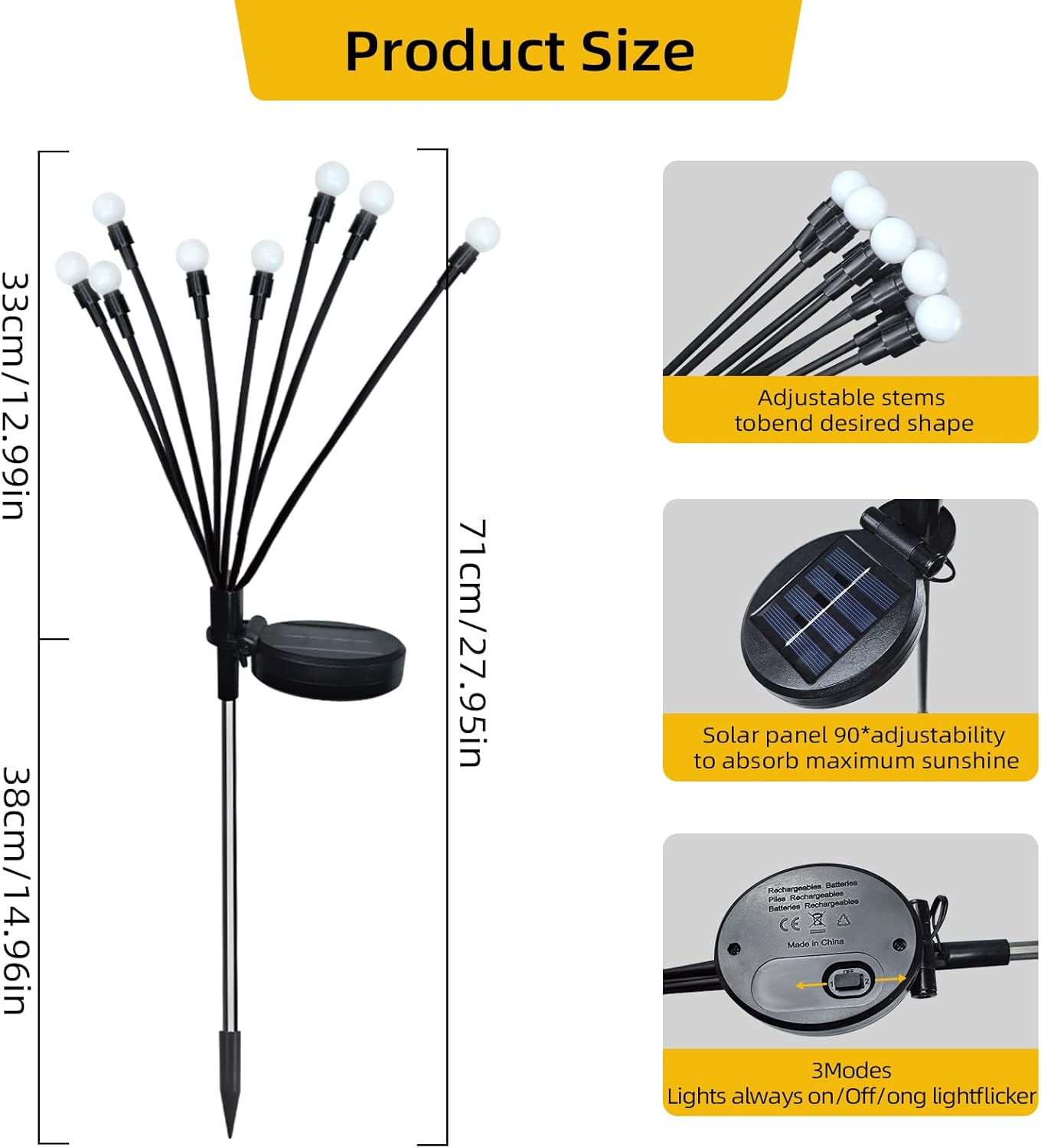 Jsdoin Solar Lights, Unique Swaying Solar Garden Lights, Innovative Waterproof D...