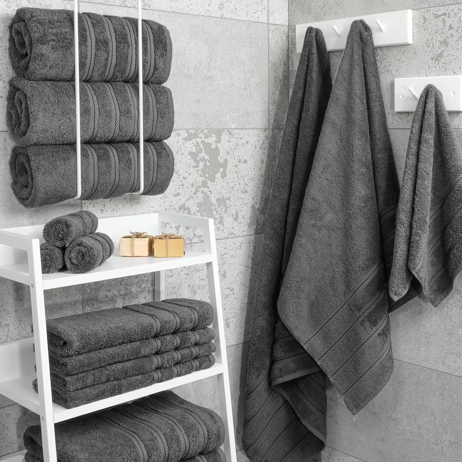 American Soft Linen Luxury 4 Piece Bath Towel Set, 600 GSM 100% Cotton Turkish B...