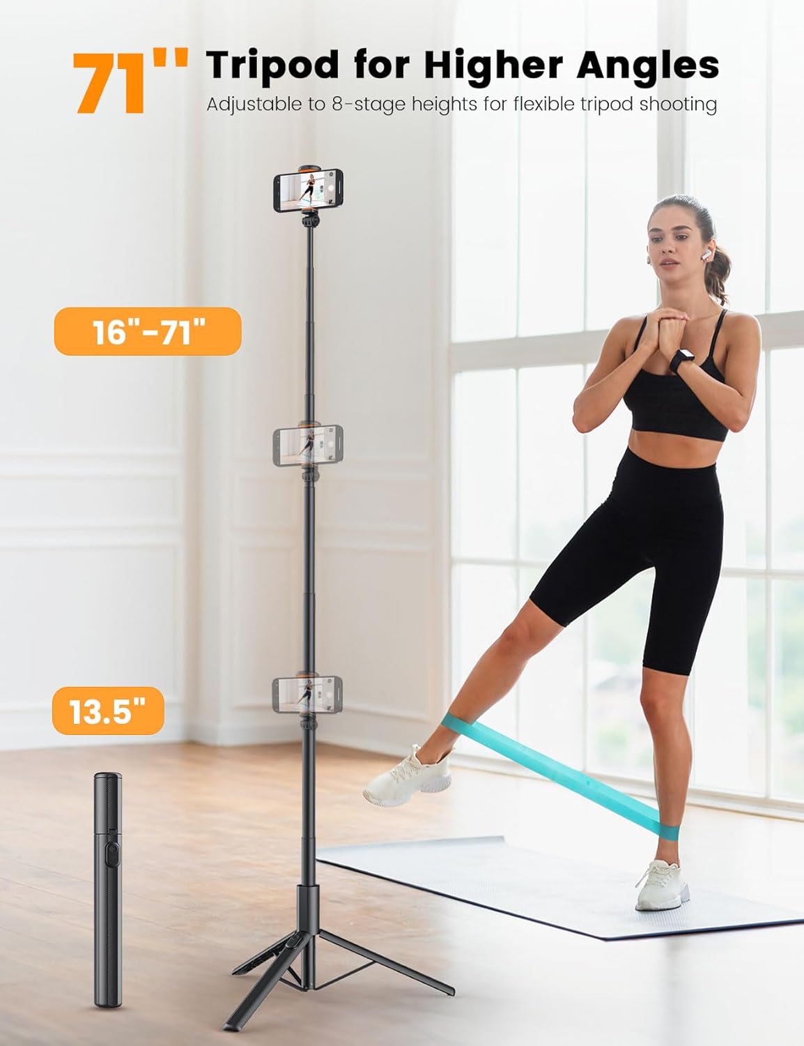 71"/180cm Phone Tripod Monopod, NT79 Extendable Selfie Stick Tripod for Cell Pho...