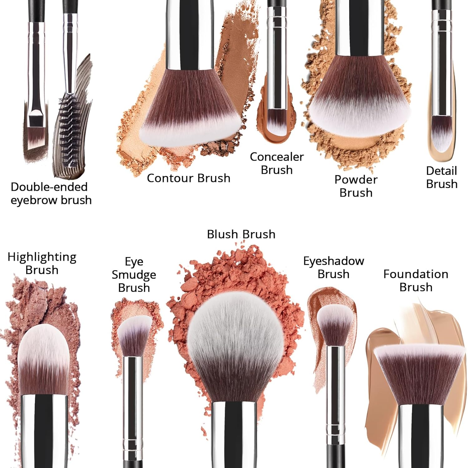 BEAKEY Diversity Makeup Brushes 12 Pcs Makeup Kit, Premium Synthetic Kabuki Foun...