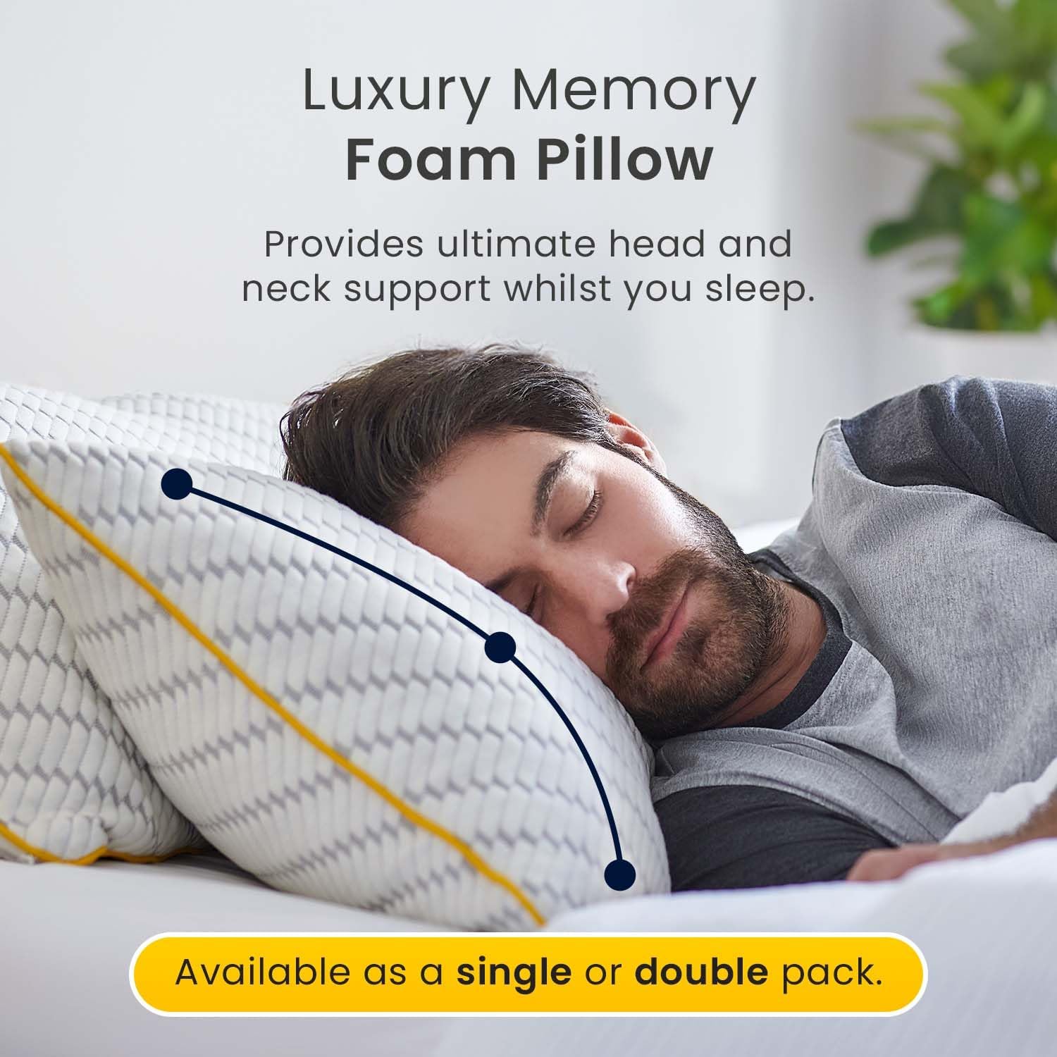 Cosi Home® Luxury Memory Foam Pillows 2 Pack with Bamboo Pillow Cover, Cooling G...