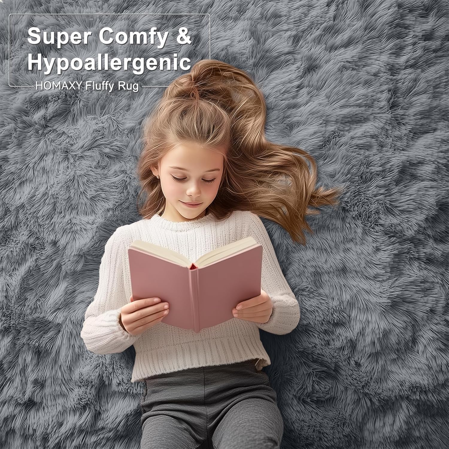 Homaxy Fluffy Shaggy Rugs, Special Large Anti-Slip Carpet, Affordable Machine Wa...