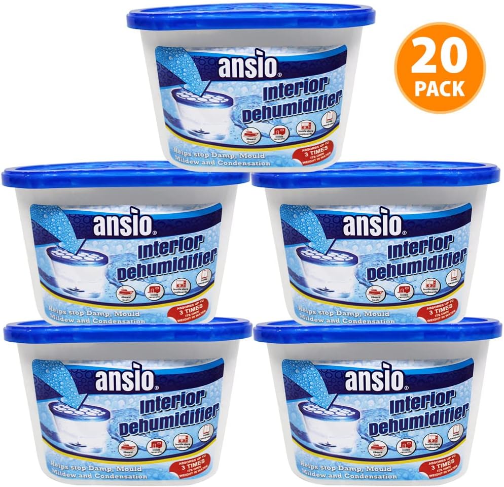 ANSIO Dehumidifier 500ml Pack of 20 Condensation Remover Moisture Absorber Dehum...