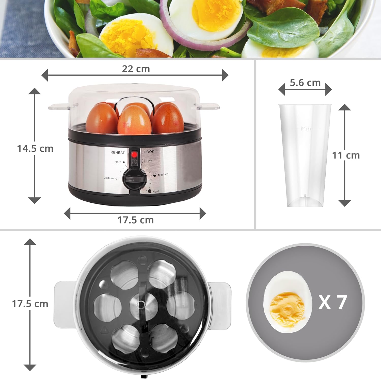 Duronic Electric Egg Boiler EB35 BK, Steamer for Eggs, Egg Cooking Machine, Auto...