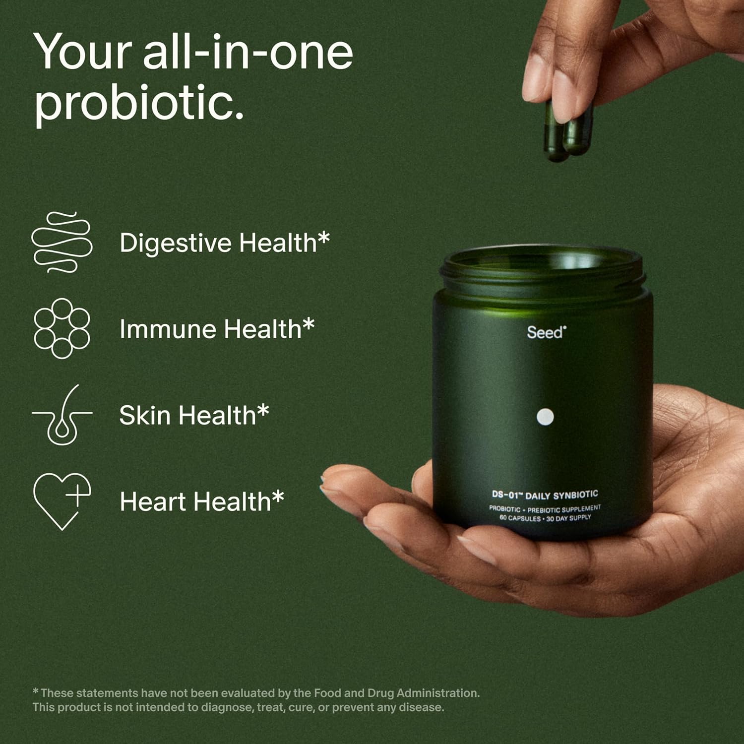 Seed DS-01 Daily Synbiotic - Prebiotic and Probiotic for Women & Men - Digestive...