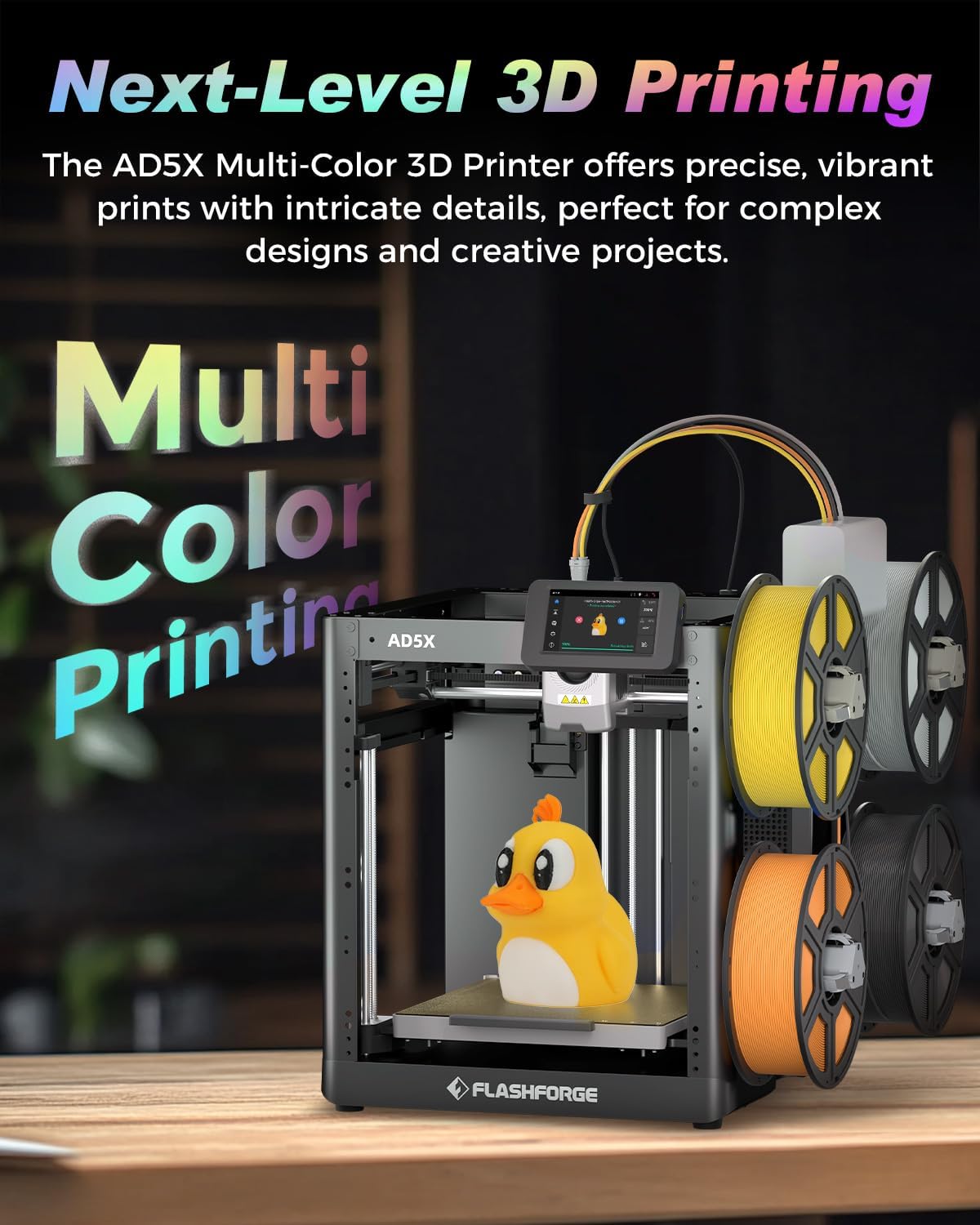 FLASHFORGE AD5X Multi-Color 3D Printer, CoreXY 600mm/s High-Speed, 1-Click Auto...