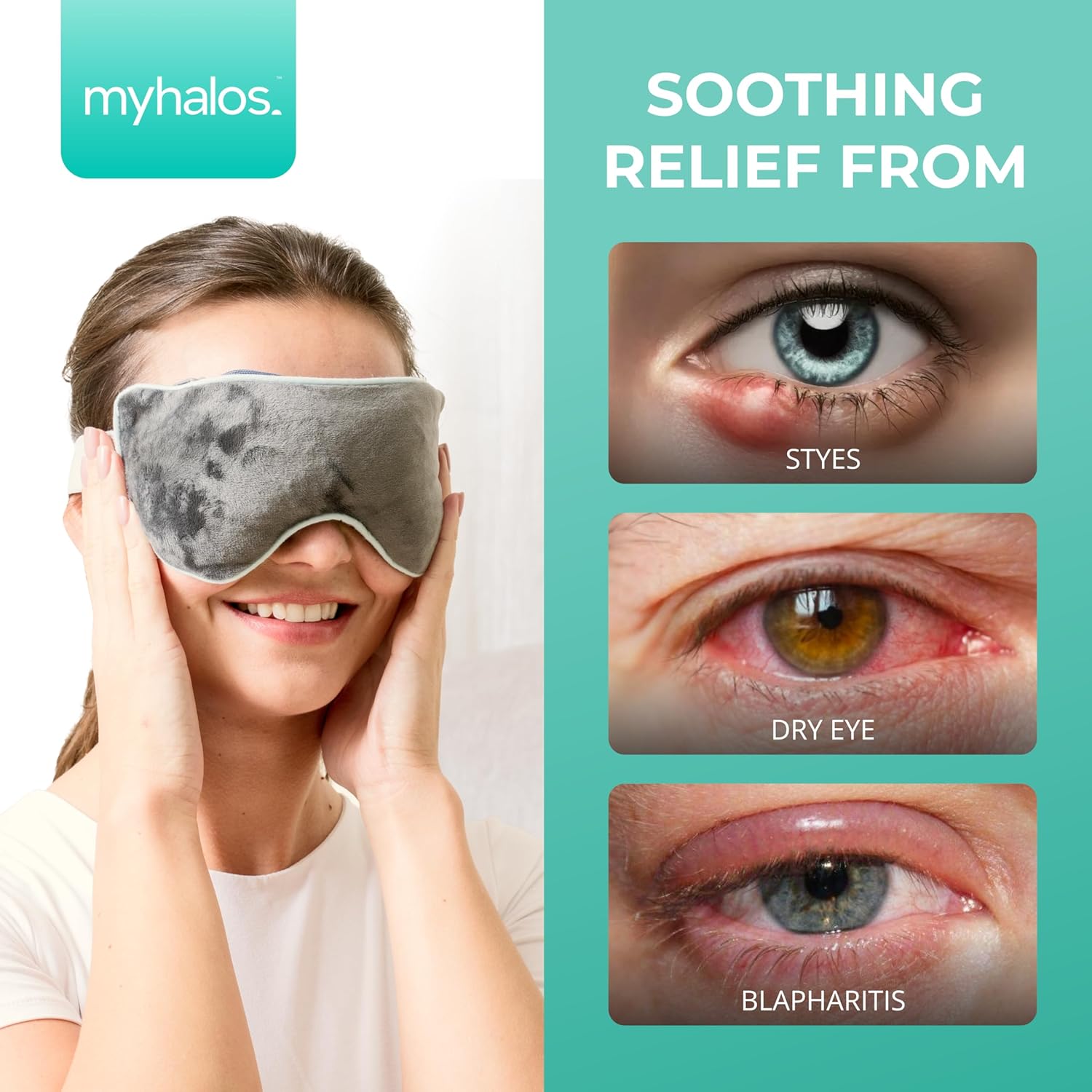 MyHalos® Heated Eye Mask for Dry Eyes - Microwave Activated Warm Eye Compress Tr...