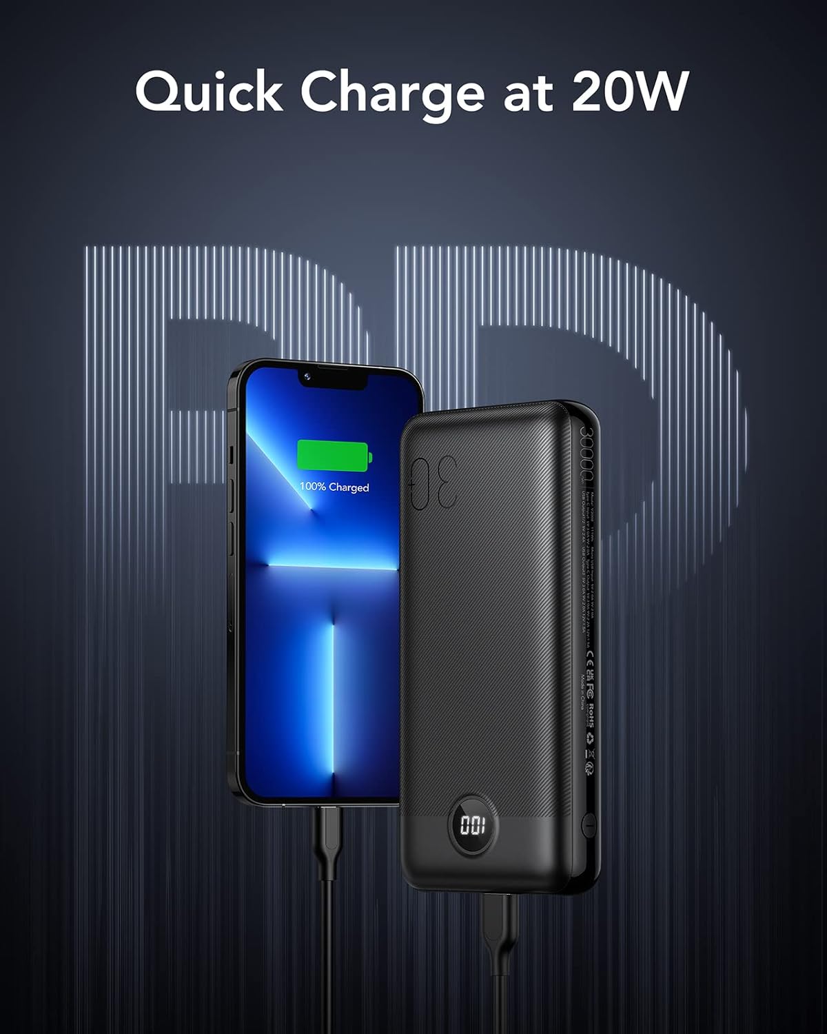 VEGER Power Bank Fast Charging,30000mAh Portable C...