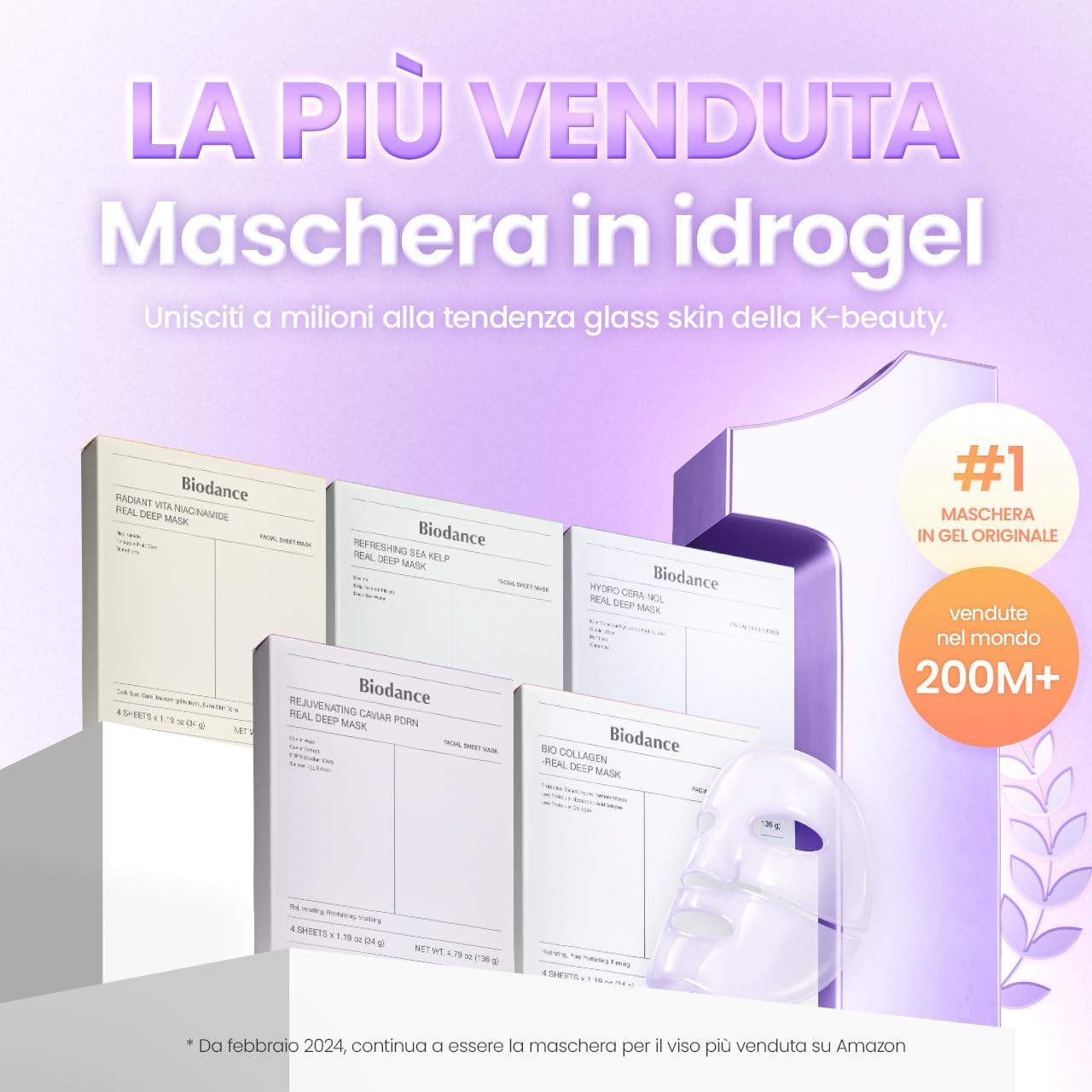 BIODANCE Caviar PDRN Real Deep Face Mask 4 Pcs | Hydrogel Overnight Mask | Skin...