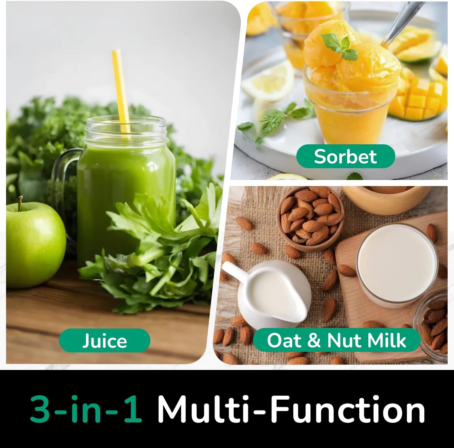 Canoly C16 Cold Press Juicer, 6" Extra Wide Feed Chute, 3-IN-1 Strainers (Juice...