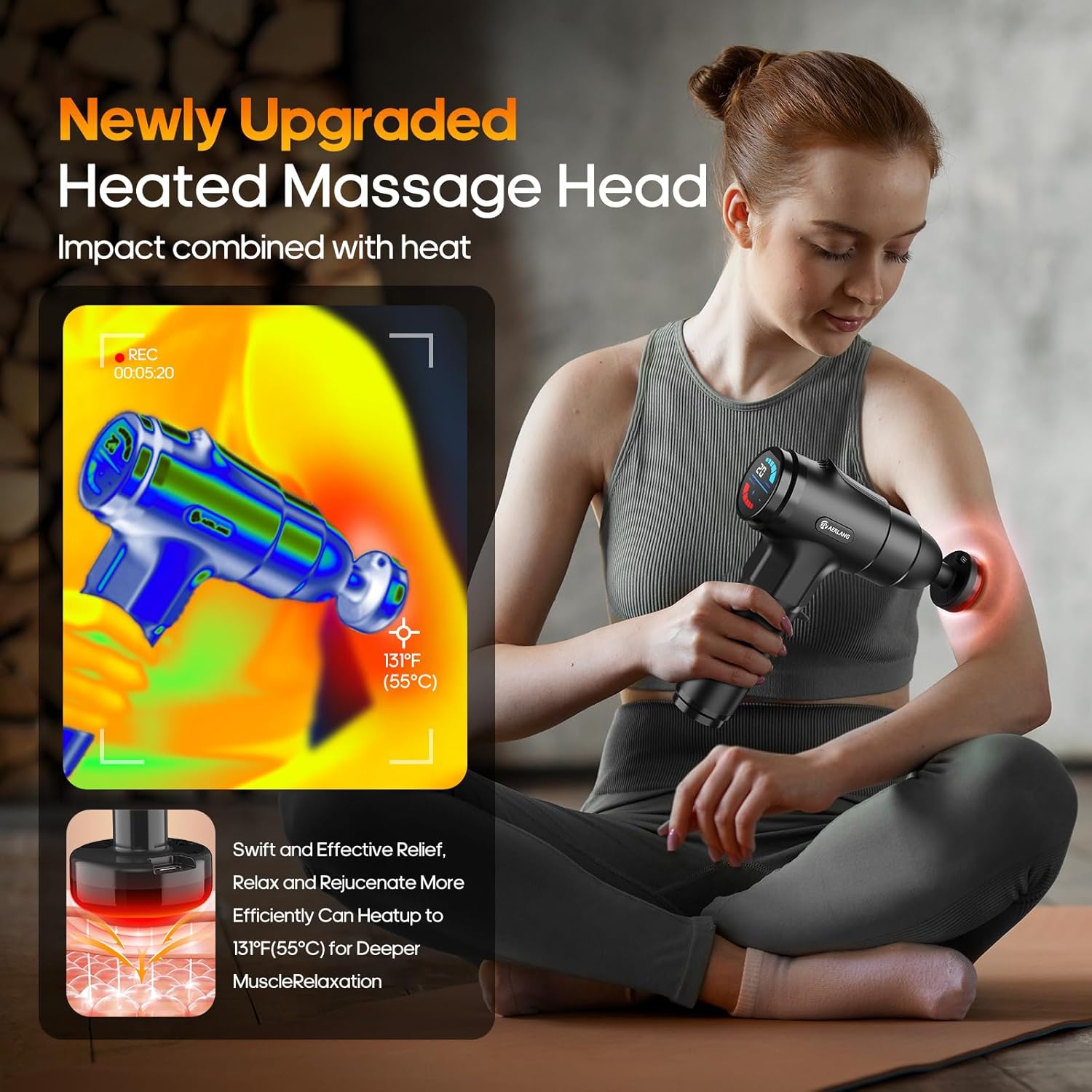 AERLANG Massage Gun with Heat Deep Tissue Back Massager Neck Massager for Pain R...