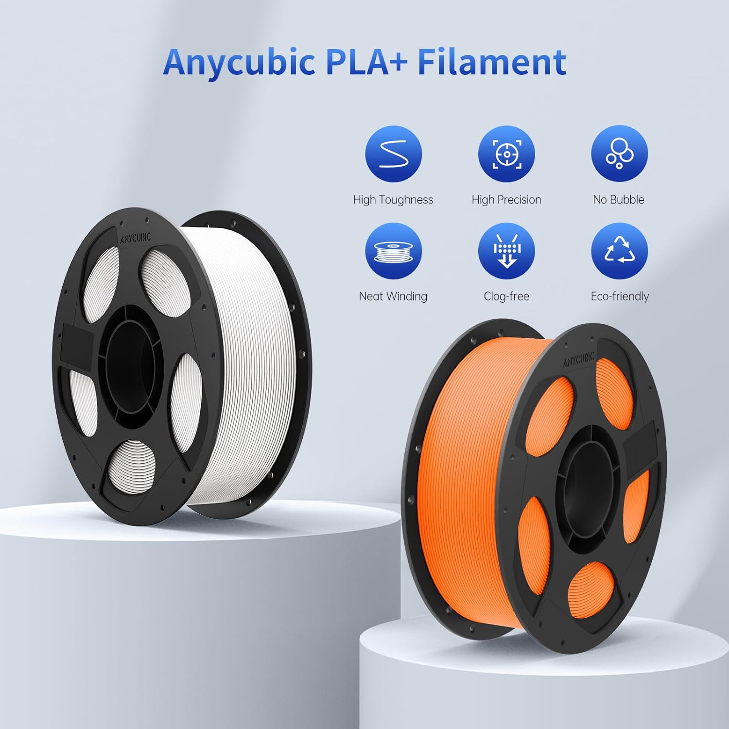 ANYCUBIC PLA+ 3D Printer Filament 1.75mm, High Toughness 3D Printing Filament, D...