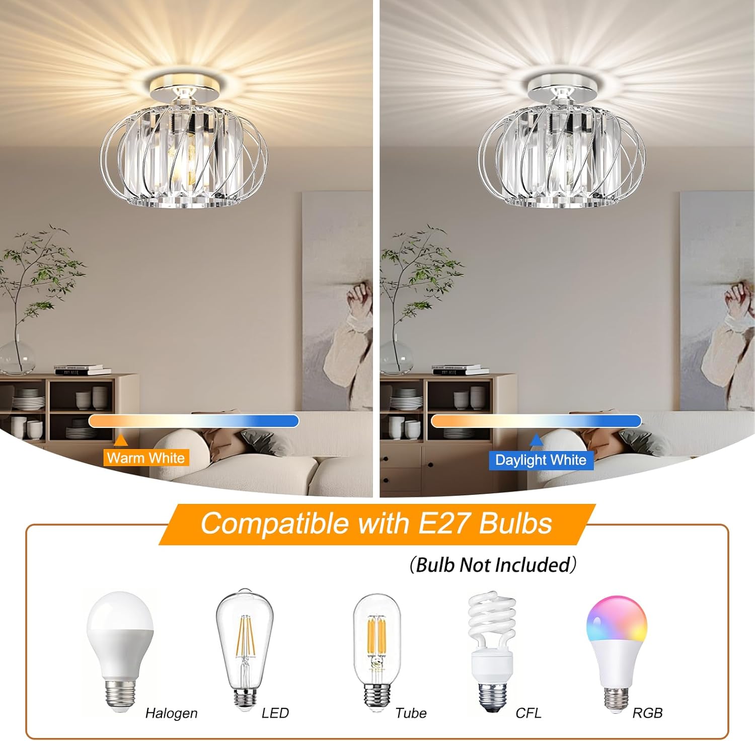 Modern FRIDEKO HOME Ceiling Light, Special Ceiling Light with Easric Chrome Fini...