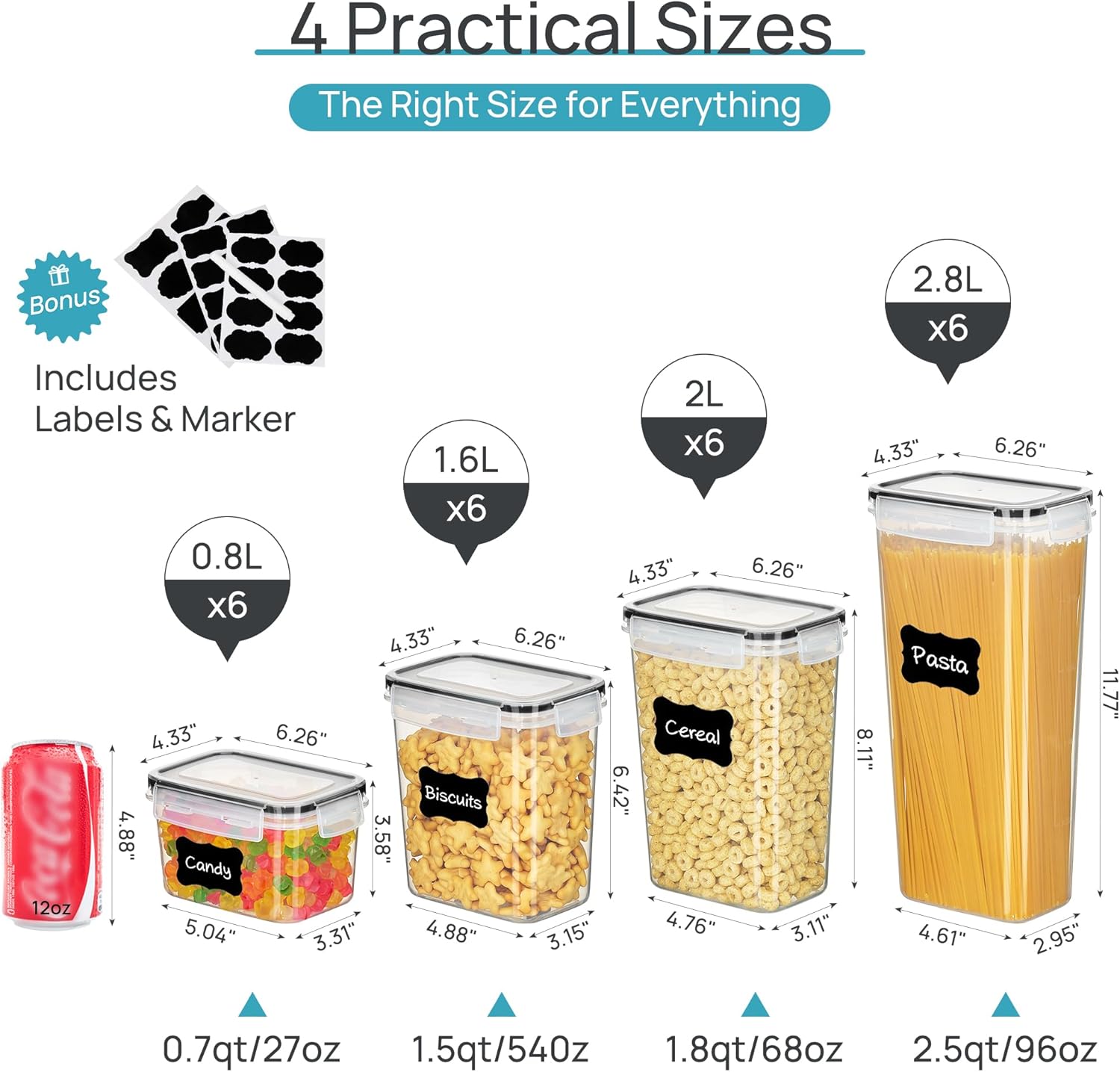 Airtight Food Storage Containers with Lids, Vtopmart 24 pcs Plastic Kitchen and...