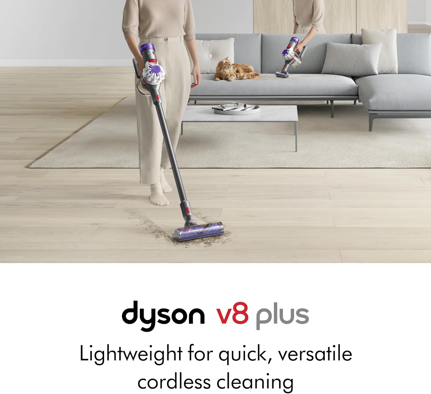 Dyson V8 Plus Cordless Vacuum, Cleans Hard Floors and Carpets, Detangles, Conver...