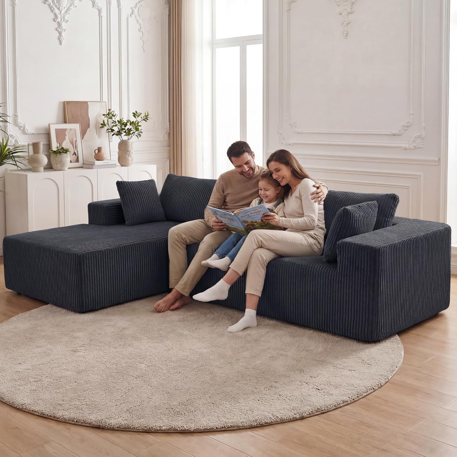 DUMOS 108" Boneless Couch, Cloud Sectional Couch w...