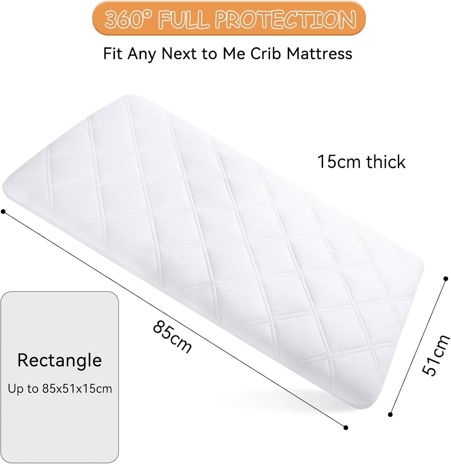 Yoofoss Next to Me Crib Mattress Protector 51 x 85 cm Waterproof Next to Me Matt...
