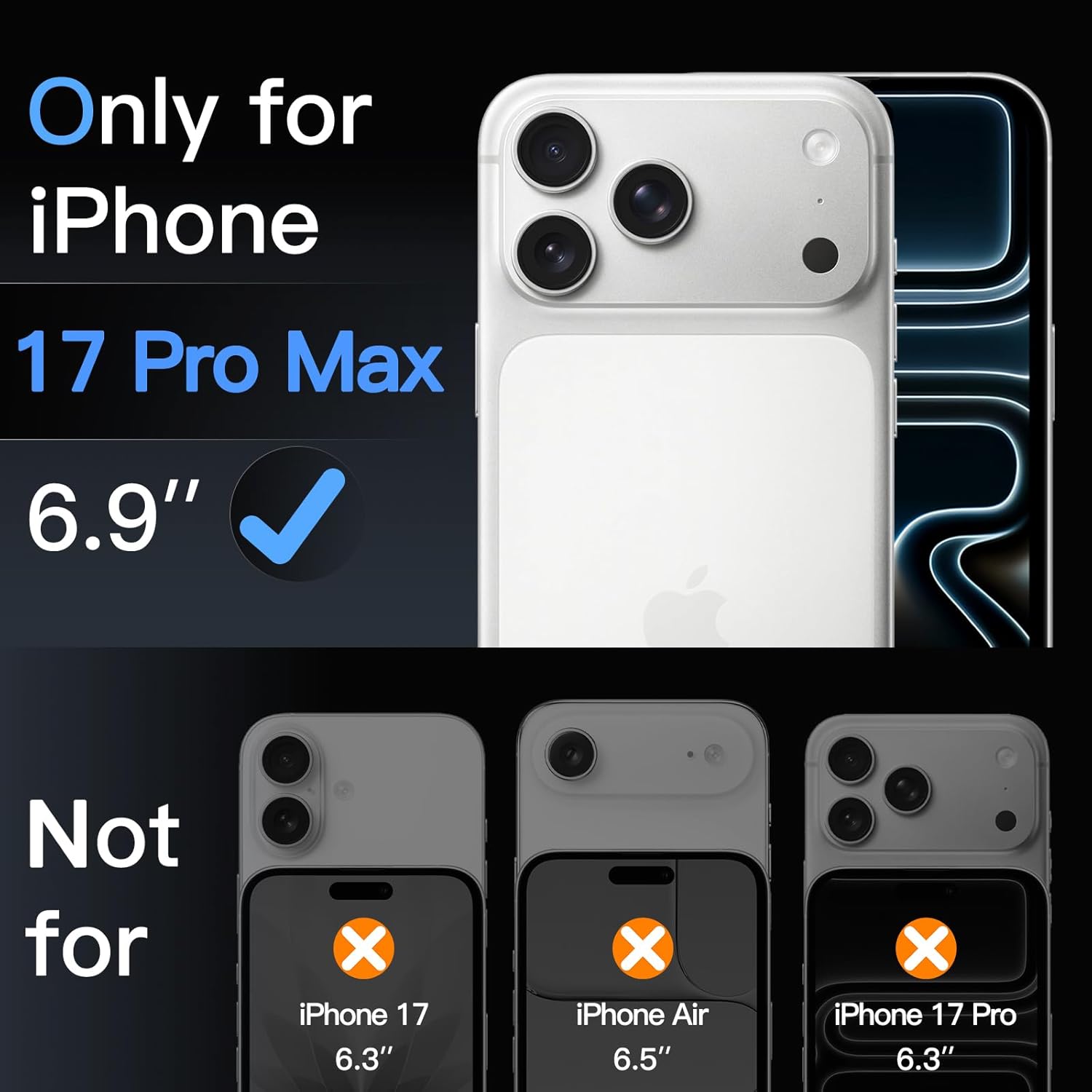 JETech Screen Protector for iPhone 17 Pro Max 6.9-Inch, Tempered Glass Film with...