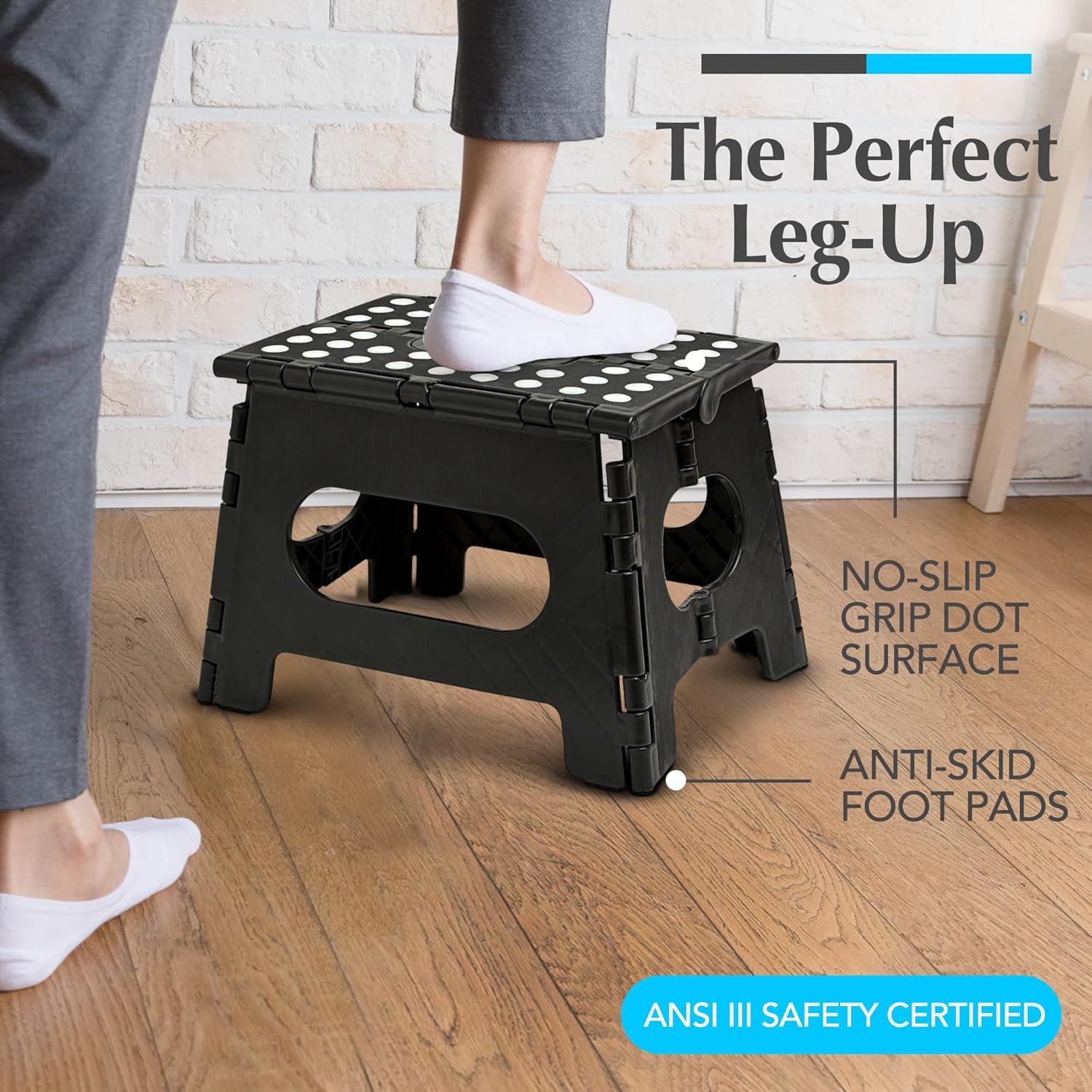 Handy Laundry Folding Step Stool, Sturdy Collapsible Stool for Adults, Safe Step...