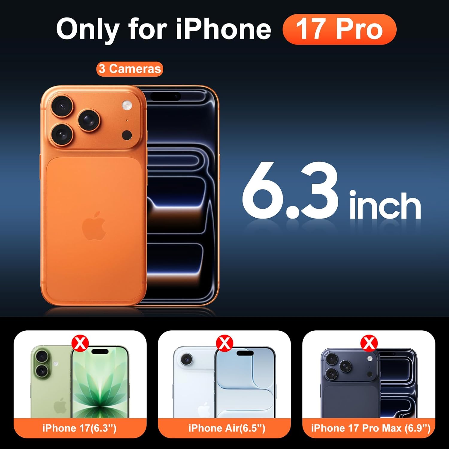 Temdan for iPhone 17 Pro Case Clear with Screen Protector, [Compatible with Mags...
