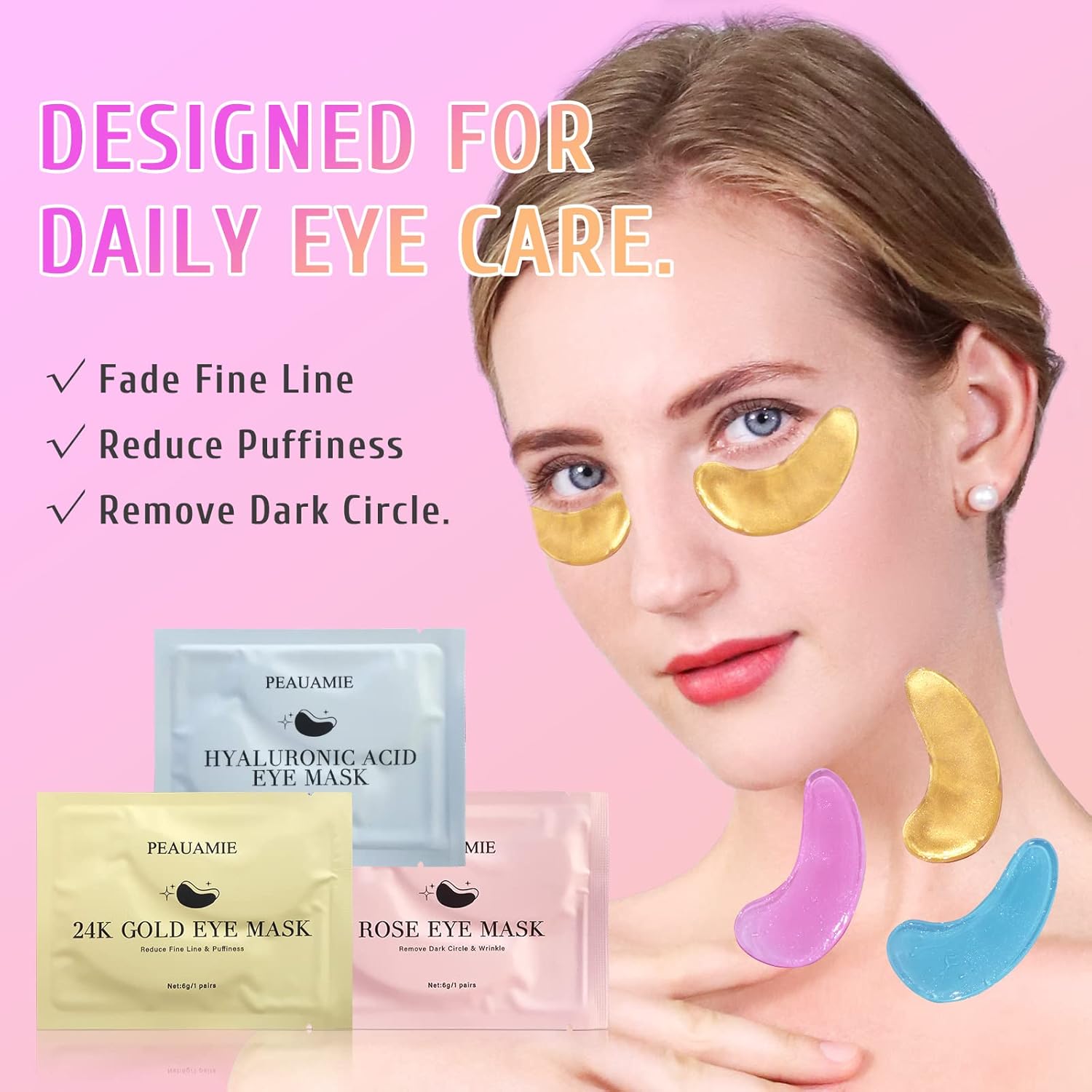 Under Eye Patches, Unique Gold and Hyaluronic Acid Eye Treatment, Innovative Eye...