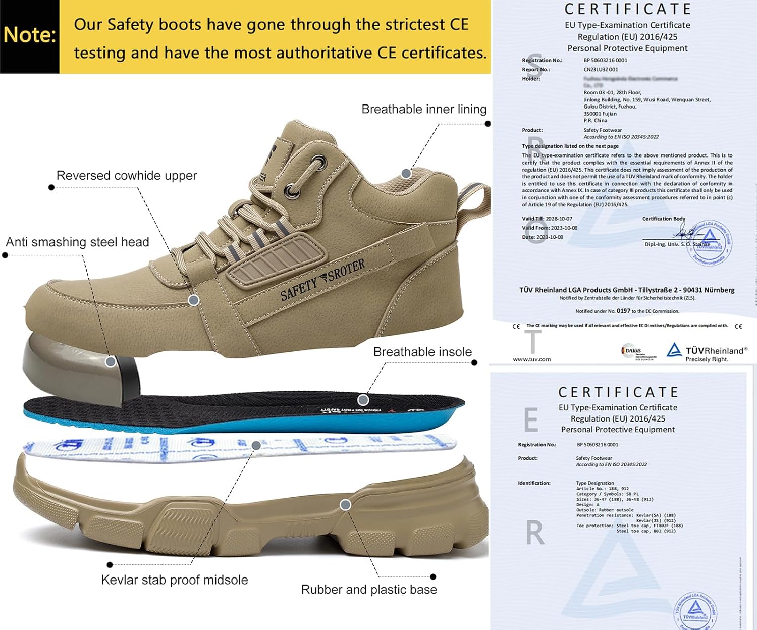 Steel Toe Cap Boots Men Women Work Boots Waterproo...