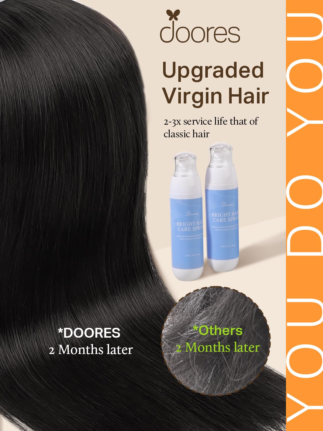 DOORES Human Hair Extensions, Special Hair Extensions With Jet Black 20 Inch Des...