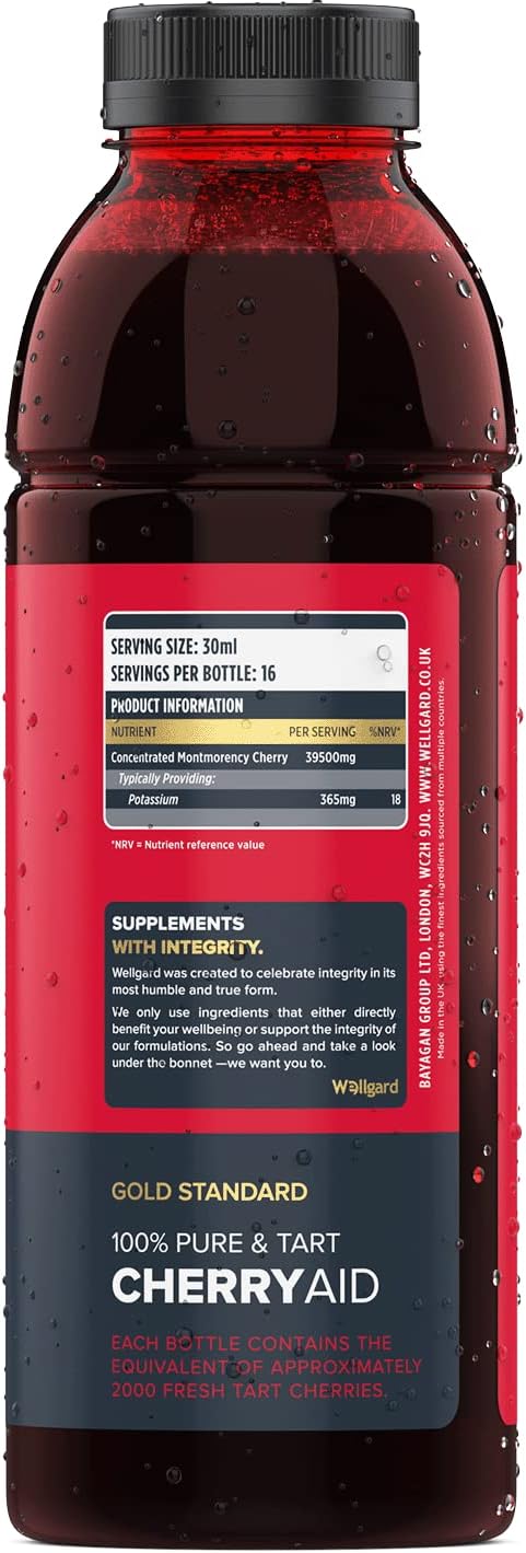 Wellgard Tart Cherry Juice, CherryAid 100% Montmorency, Juice 500ml, Sour, Made...