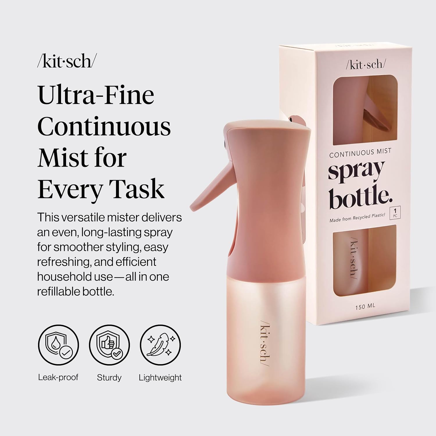 Kitsch Continuous Spray Bottle for Hair – Fine Mist Water Mister & Water Spray B...