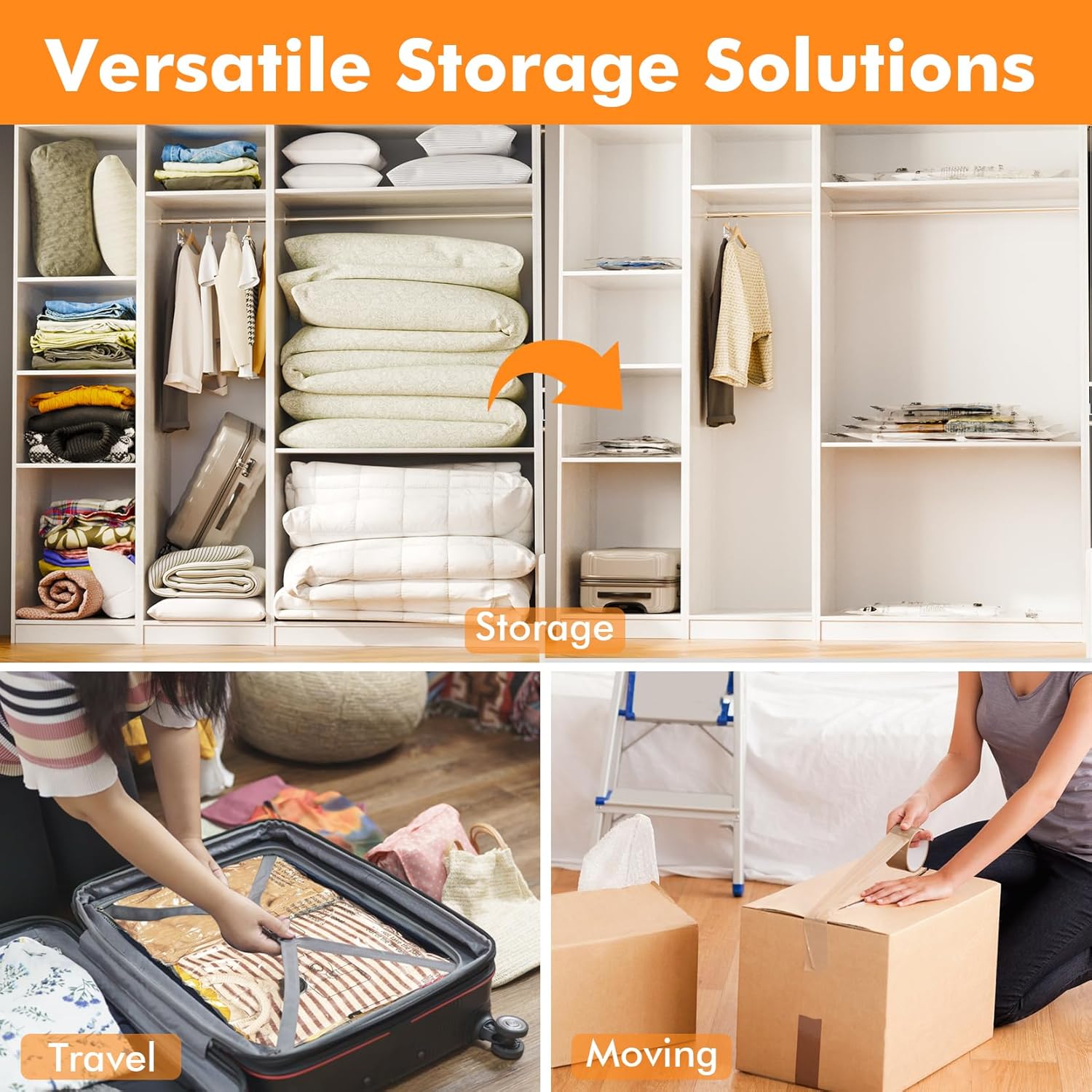 GONGSHI Vacuum Storage Bags, Space Saver Seal Bags For Clothing, Blankets, Comfo...