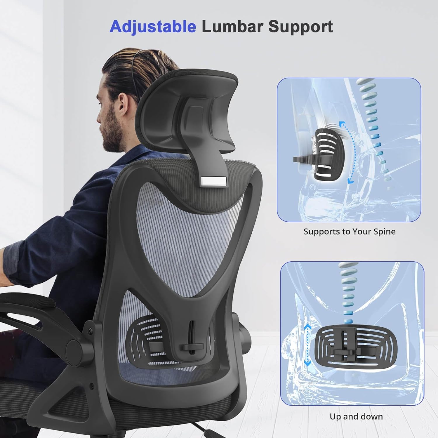 Office Chair - Ergonomic Desk Chair with Lumbar Support Headrest Adjustable, Pad...