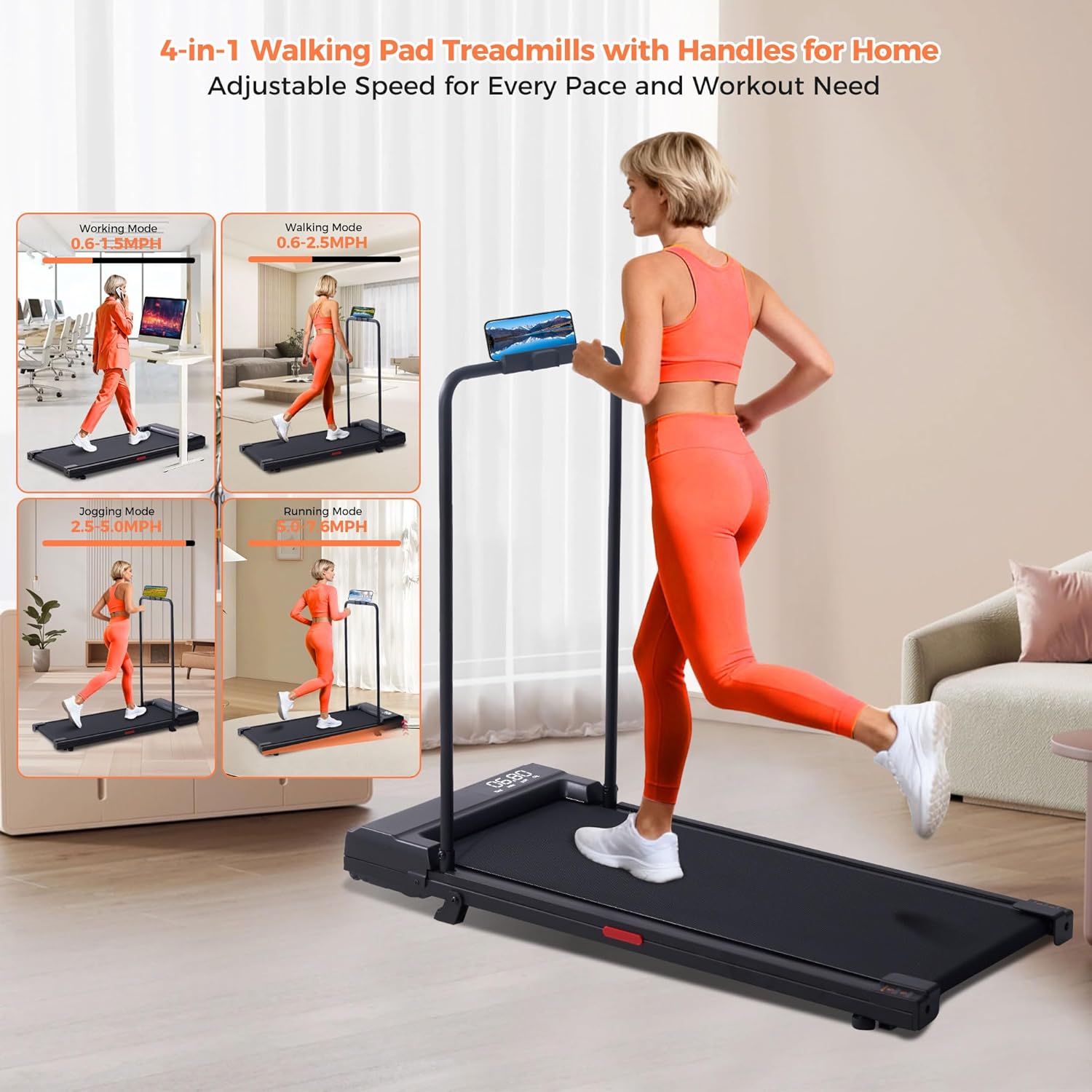 Walking Pad Treadmill with Incline, 2026 Upgrade Portable Under Desk Treadmill f...