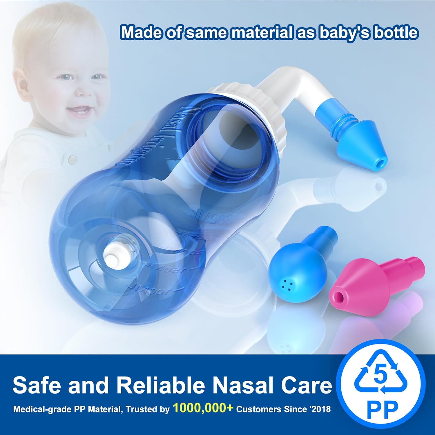 Neti Pot Sinus Rinse Kit with 100 Saline Packets Nose Wash Cleaner Pressure Rins...