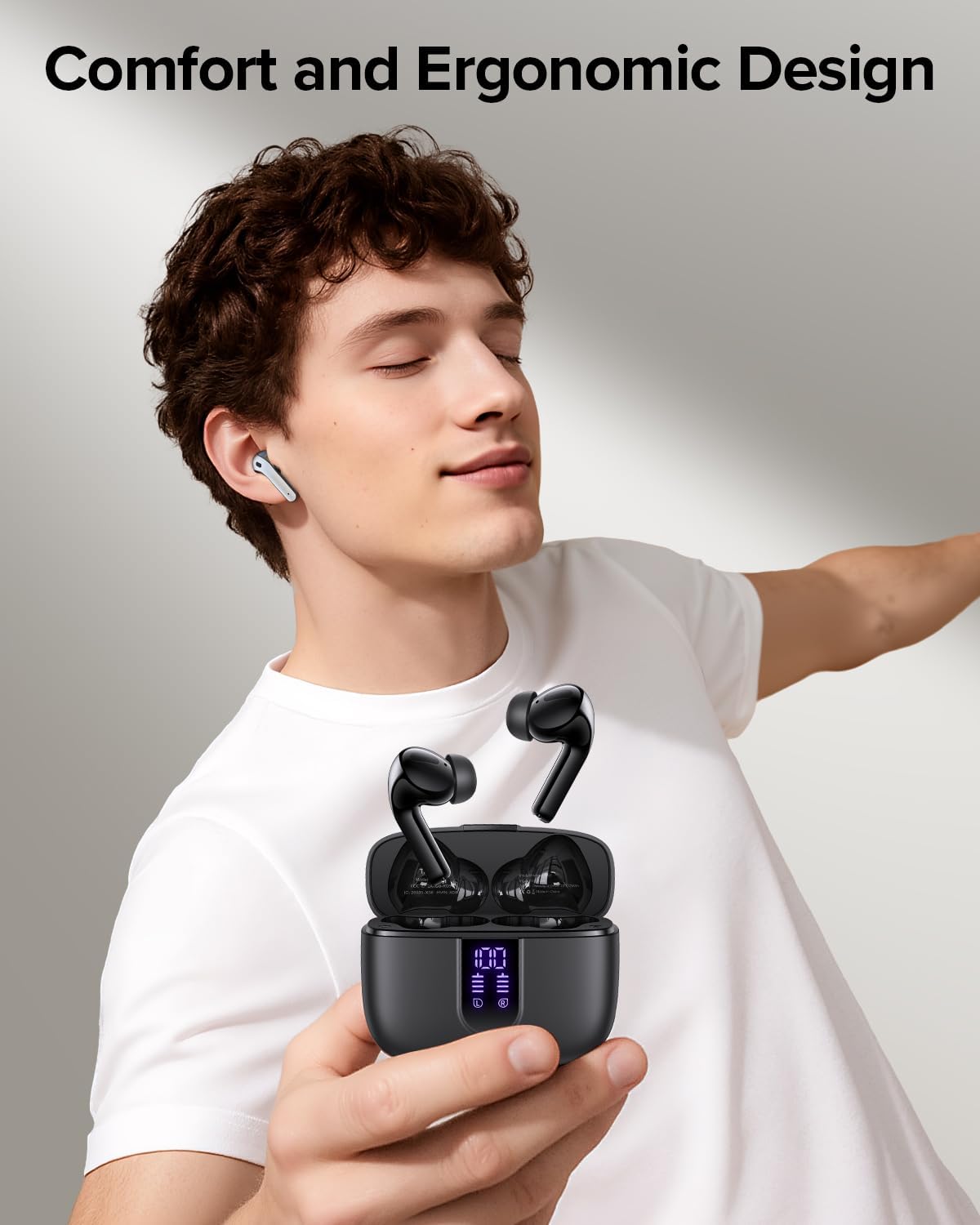 TAGRY Bluetooth Headphones True Wireless Earbuds 60H Playback LED Power Display...