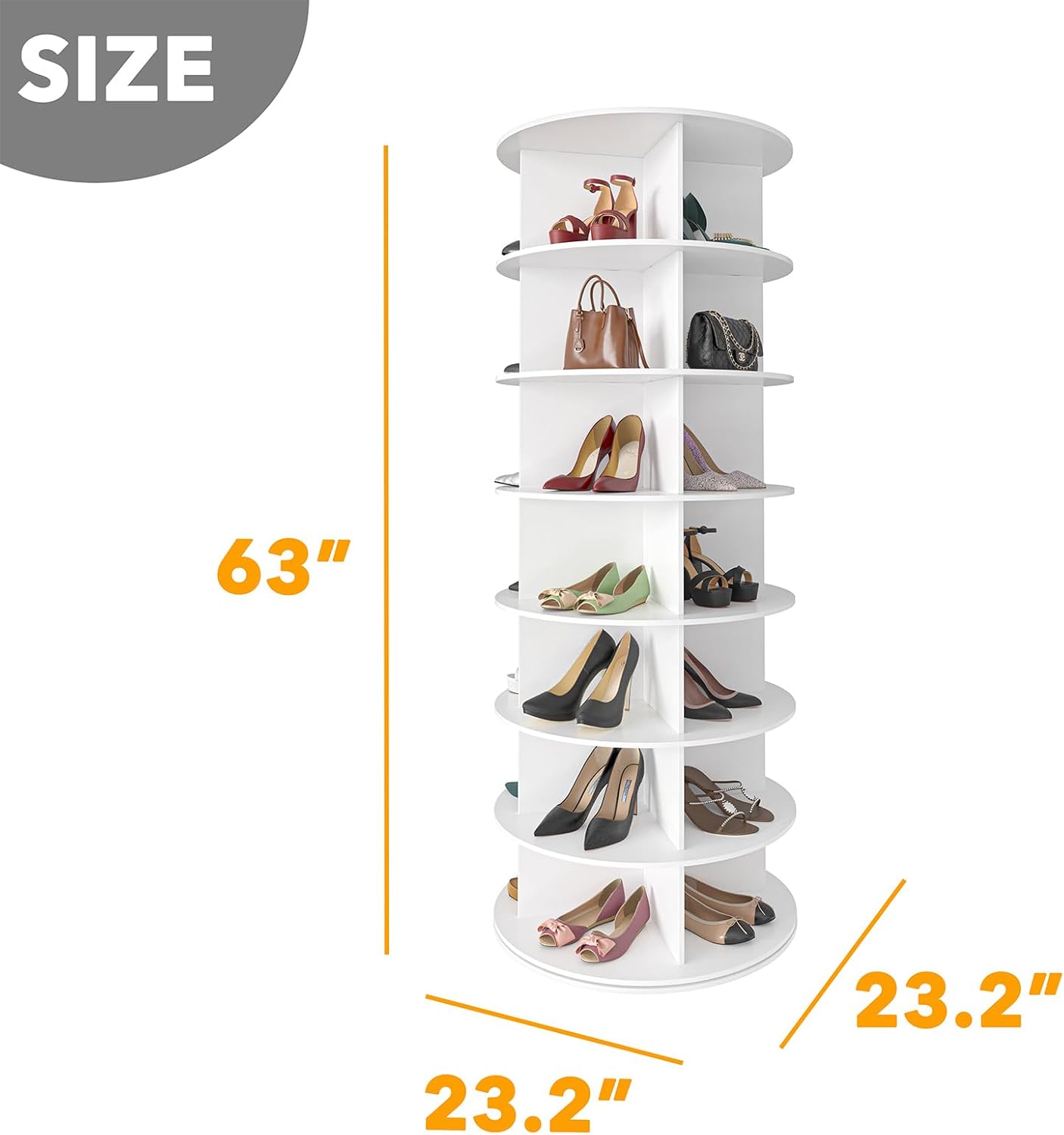 SpaceAid 7 Tier Rotating Shoe Rack Tower, Spinning Shoe Display Lazy Susan, Revo...