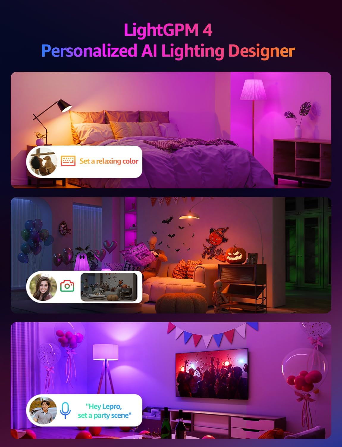 Lepro AI Smart Bulb B22, Music Sync Bayonet WiFi Bulb, Colors Changing Light Bul...