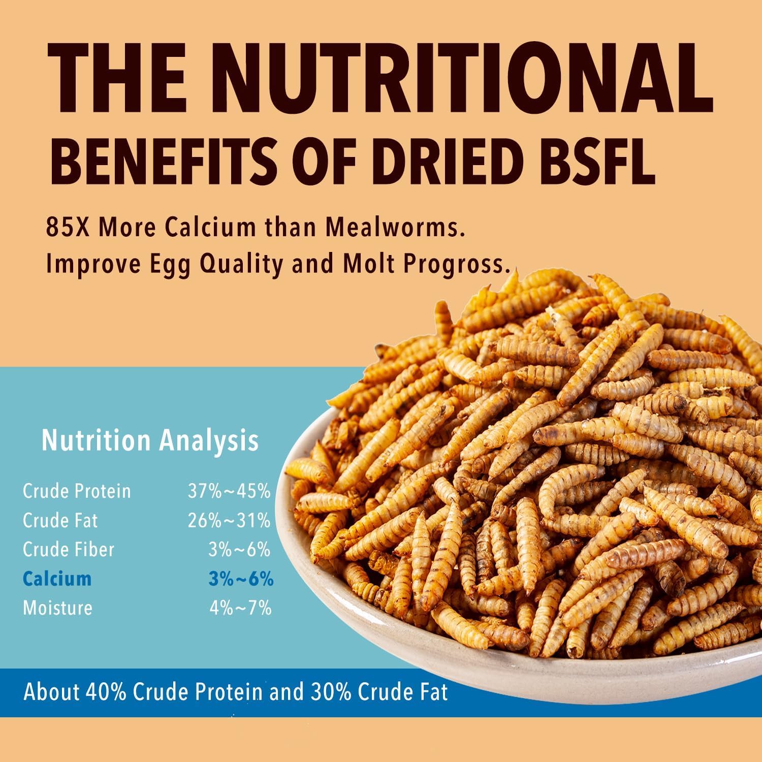 10lb Dried Black Soldier Fly Larvae Treat for Chickens More Calcium Than Mealwor...