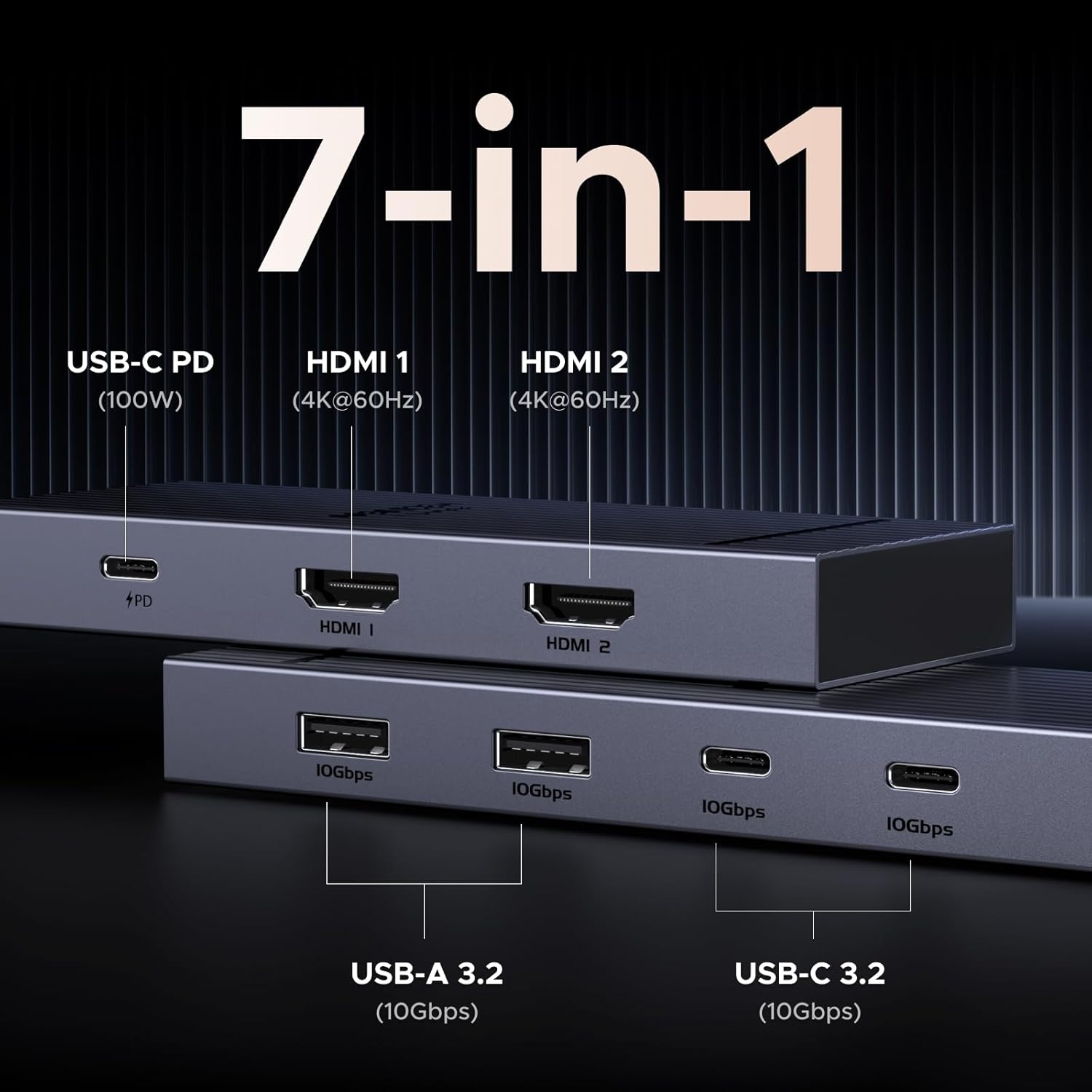 UGREEN Laptop Docking Station Dual Monitor, Revodok Pro 7-in-1 USB C Hub, Dual 4...