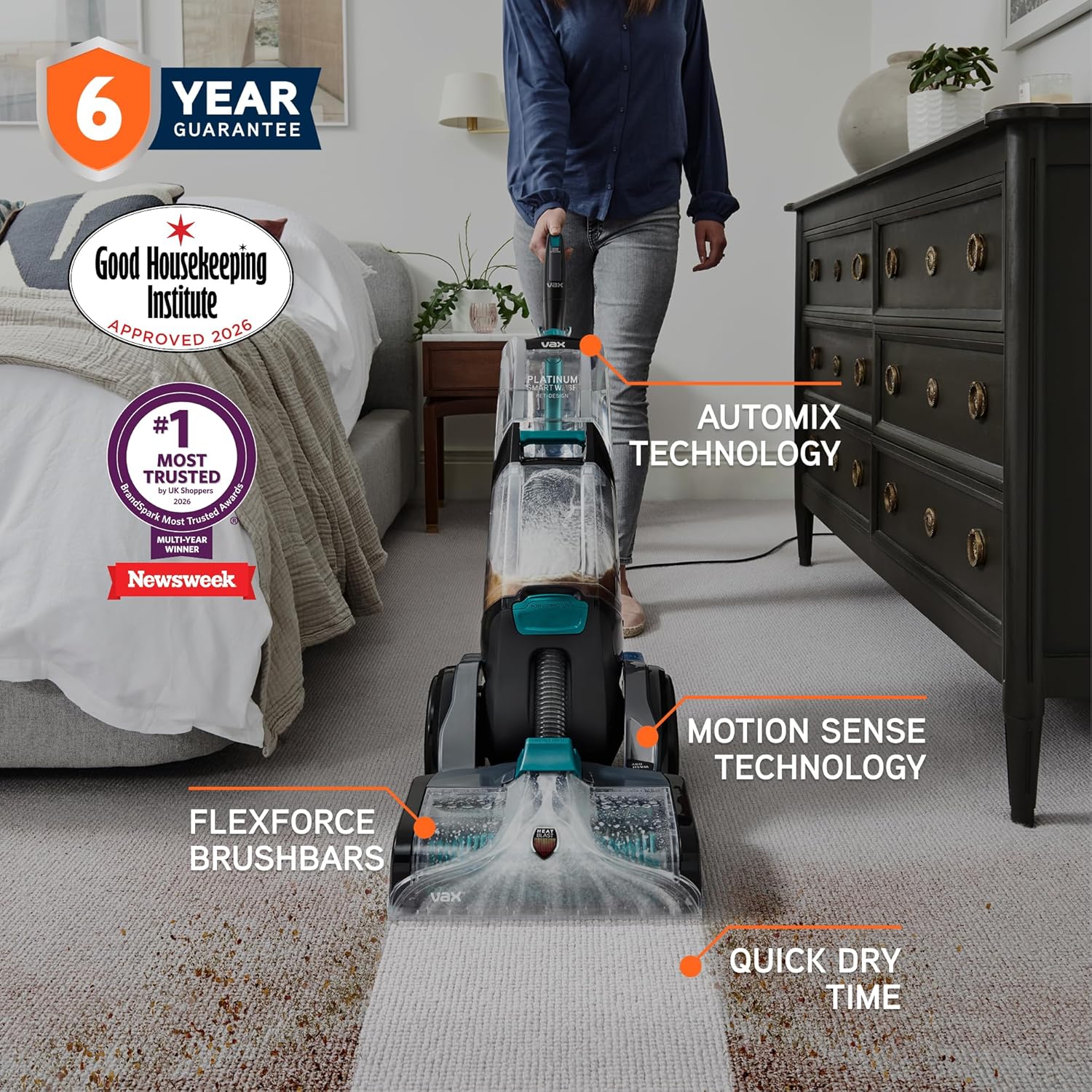 Vax Platinum SmartWash Pet-Design Carpet Cleaner Machine, Rug, Upholstery, Car,...